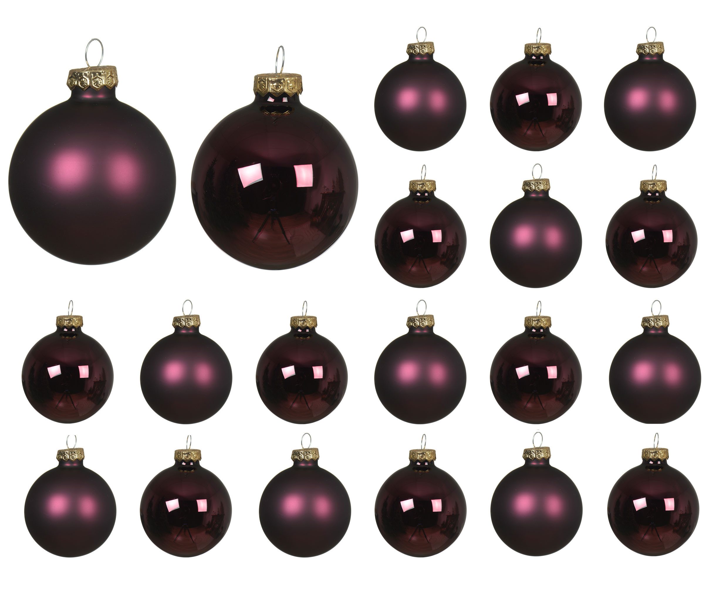 Kaemingk Weihnachtsbaumkugel, Weihnachtskugeln Glas 6cm x 20 Stück - Dunkel Mauve