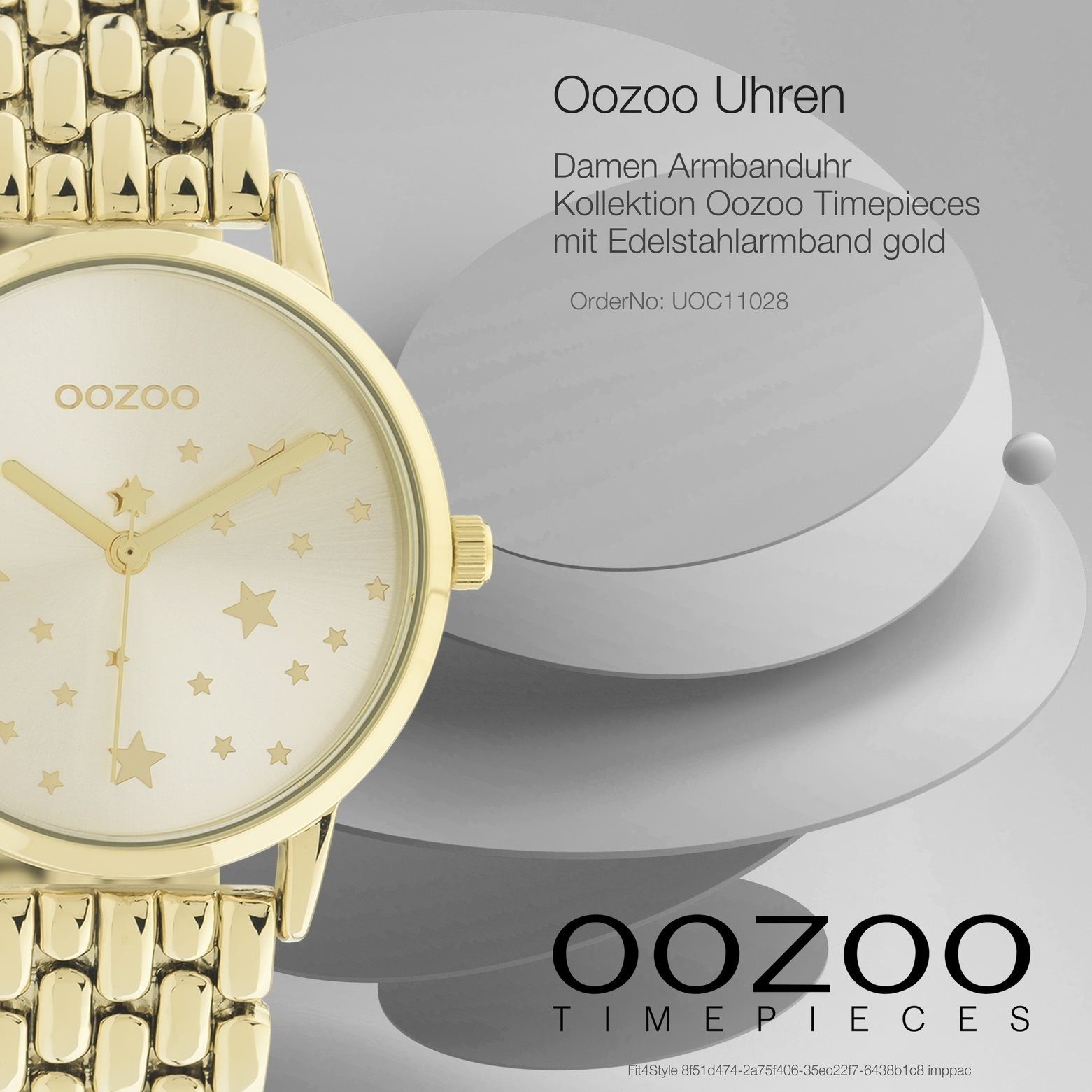 OOZOO Quarzuhr Oozoo Damen Armbanduhr Timepieces, (Analoguhr), Damenuhr rund, mittel (ca. 34mm) Edelstahlarmband, Elegant-Style