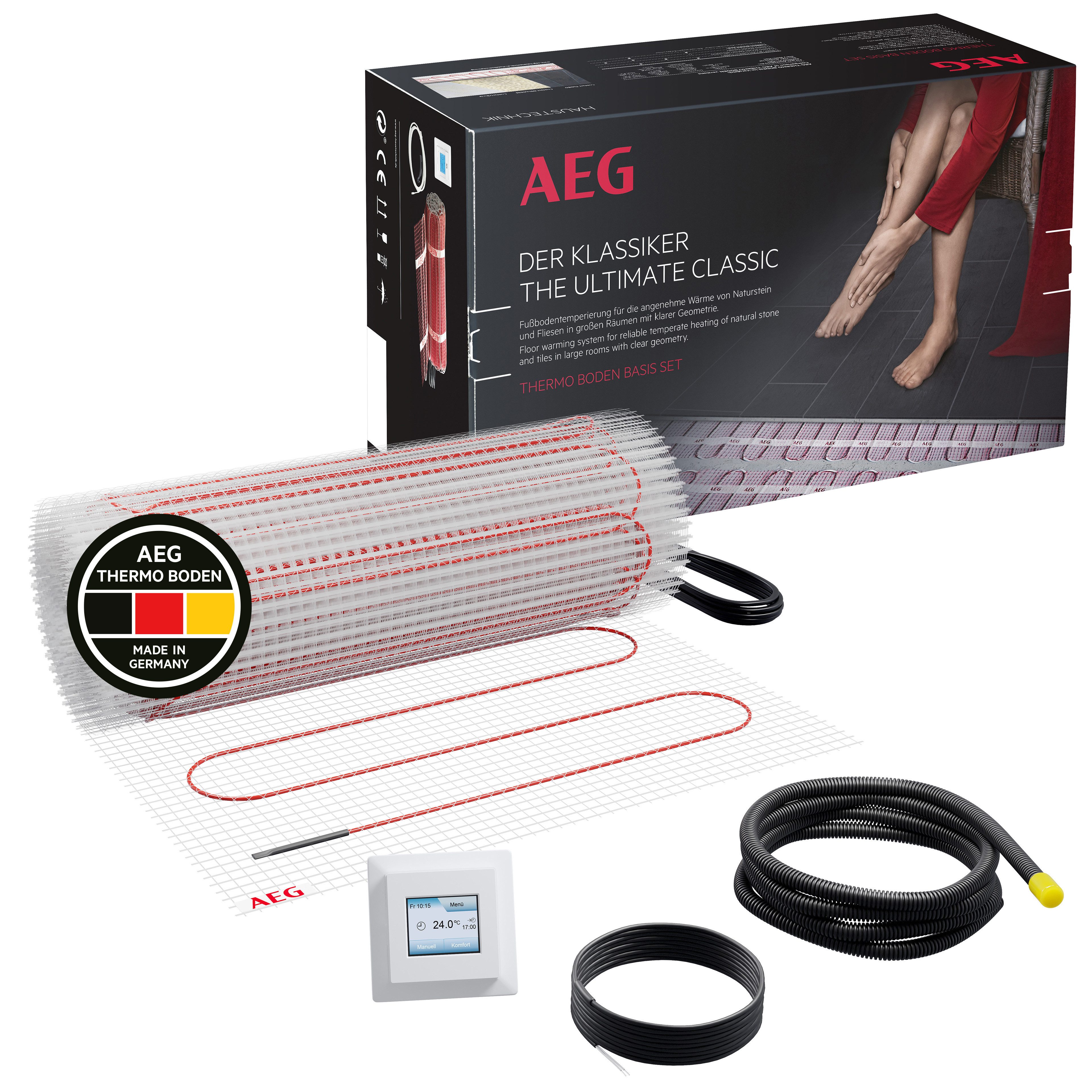 AEG Haustechnik Fußbodenheizung Basis Thermo Boden »TBS TB 160/1 Set Plus«, Elektrische Fußbodenheizung, Komplettset 1 m², 160 W/m²