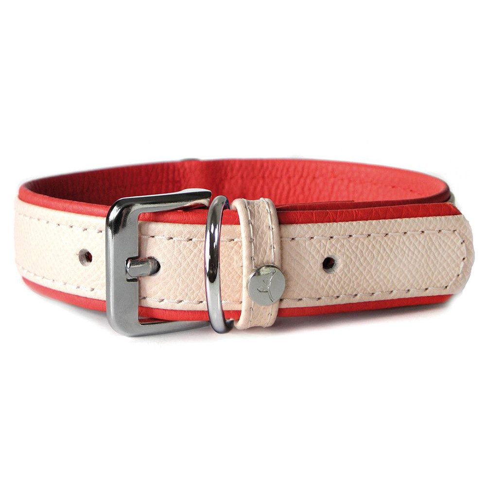 Das Lederband Hunde-Halsband Hundehalsband Firenze rosy/rubyred