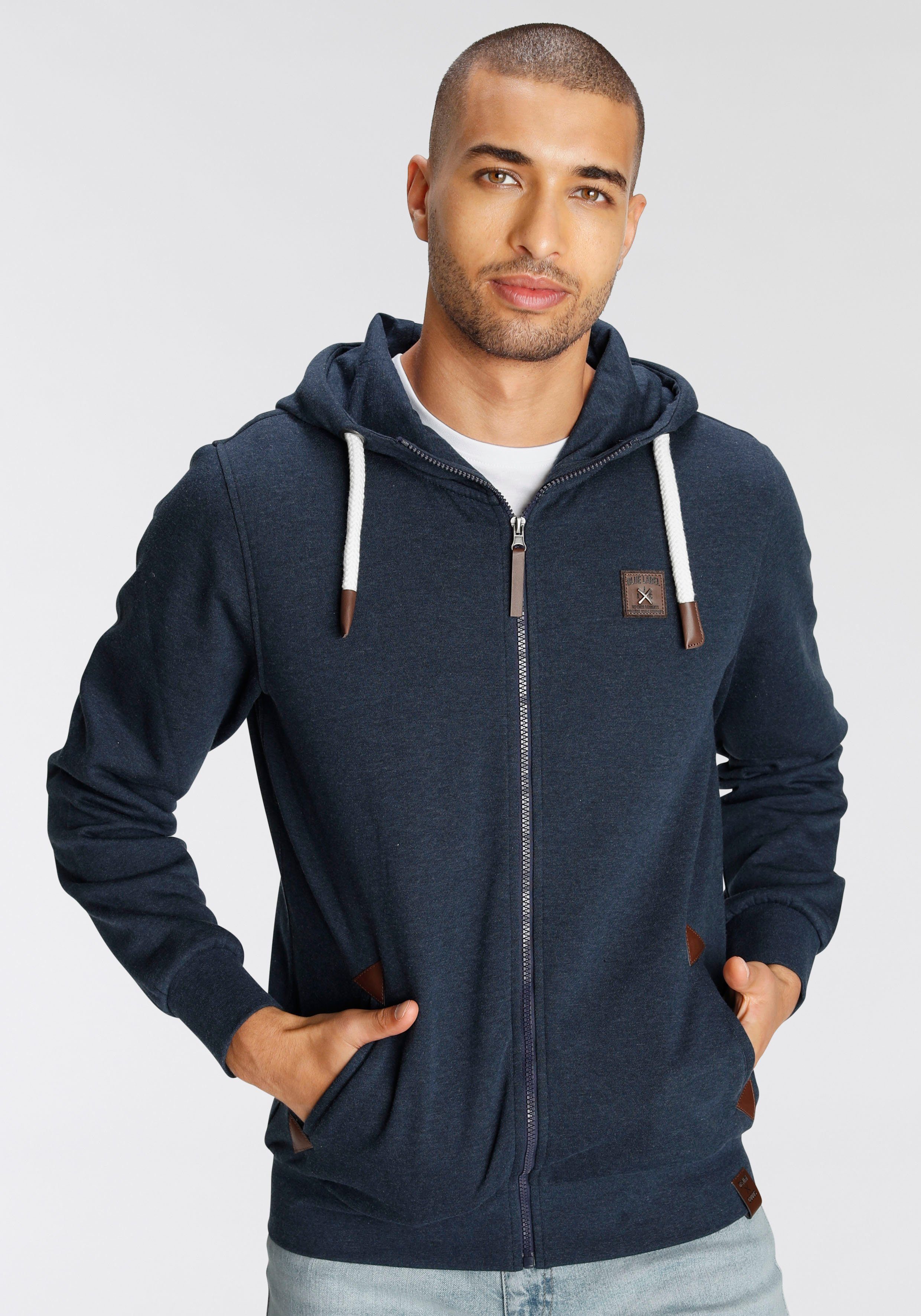 AJC Kapuzensweatjacke mit Lederappltikationen an den günstig online kaufen