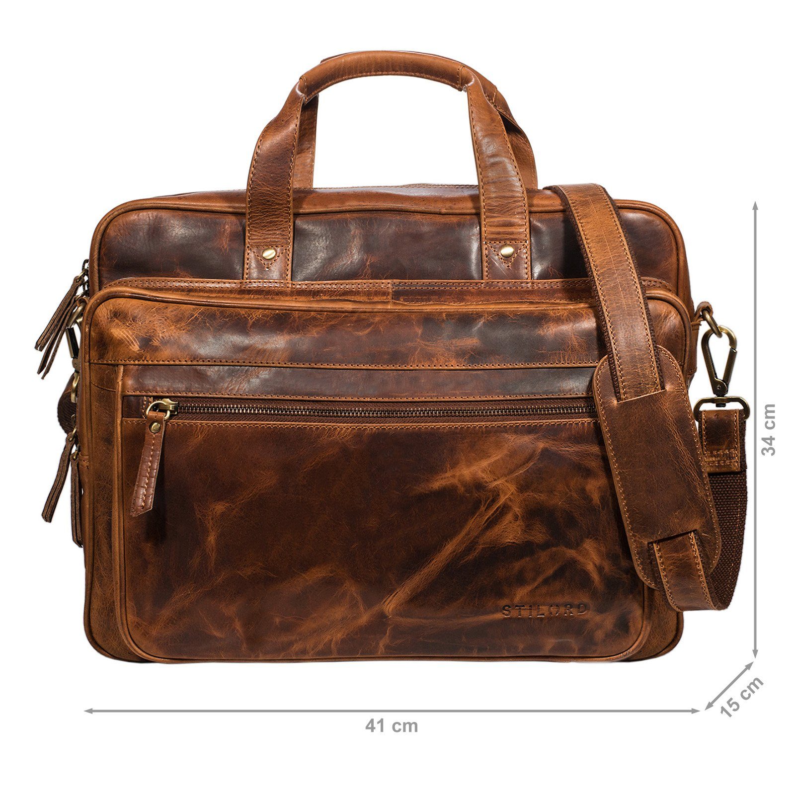 STILORD Aktentasche "Walt" Vintage Aktentasche Leder Herren Damen