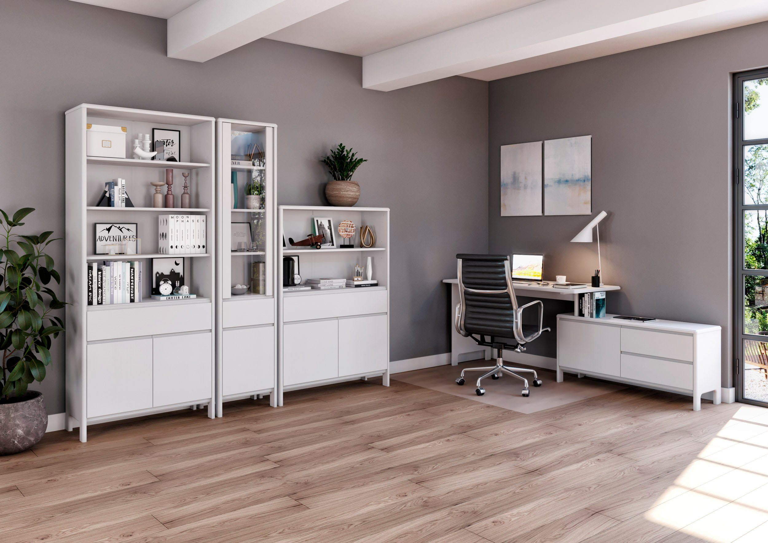 Home affaire Schreibtisch Luven, aus Massivholz, in 2 Breiten, variable Nut günstig online kaufen