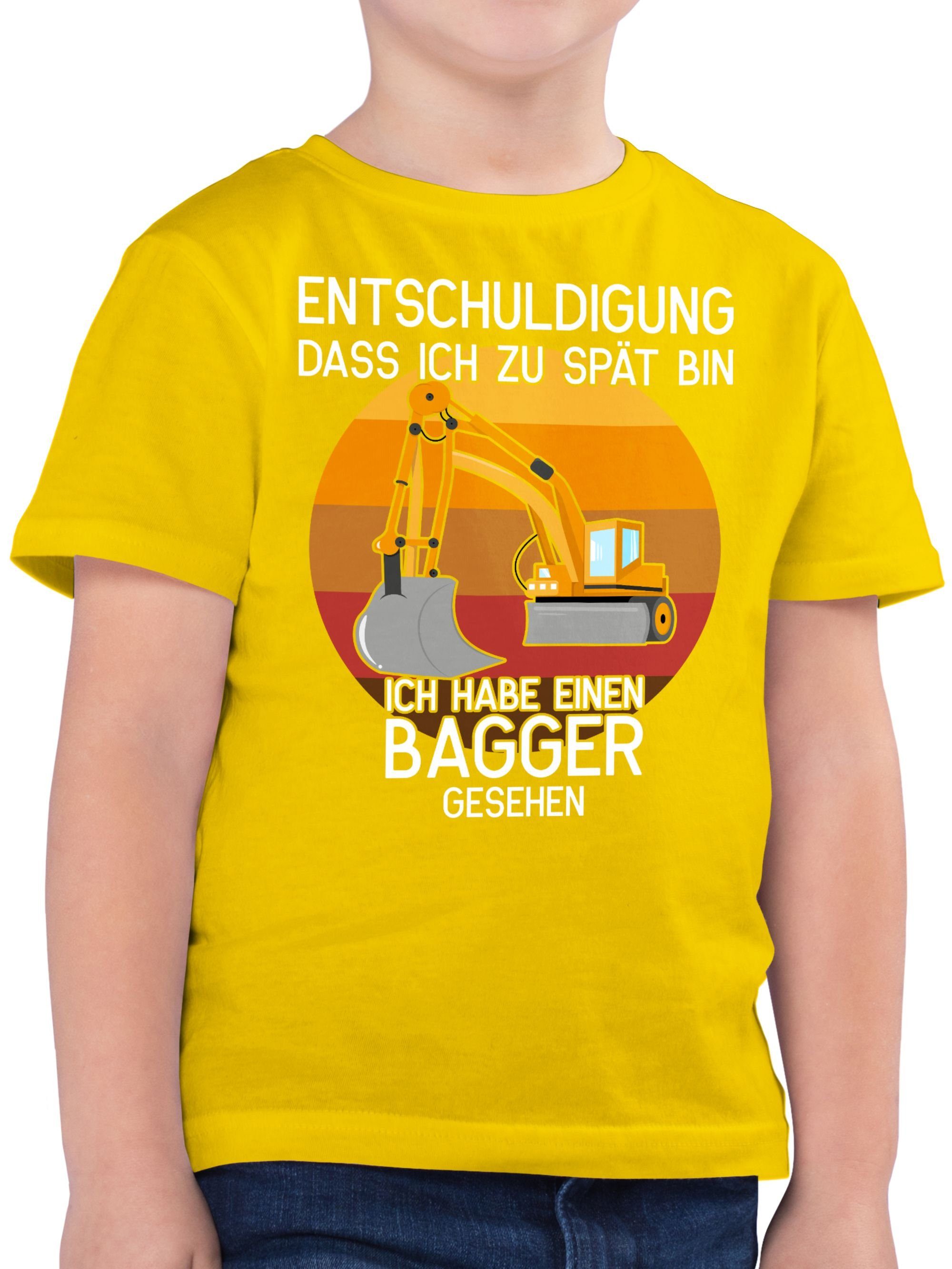 Shirtracer T-Shirt Entschuldigung dass ich zu spät bin - Bagger gesehen Kinder Fahrzeuge 01 Gelb