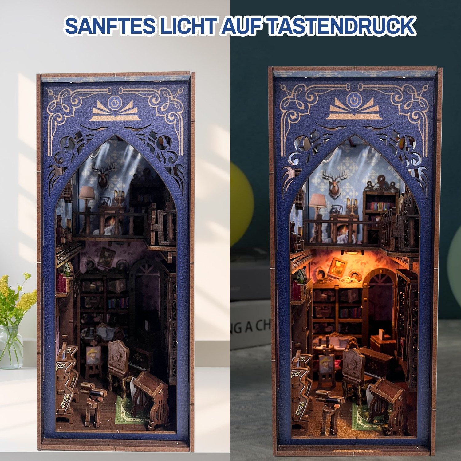 Esun 3D-Puzzle Book Nook KIT, DIY-Puppenhaus-Bausatz mit LED-Licht für Erwa günstig online kaufen