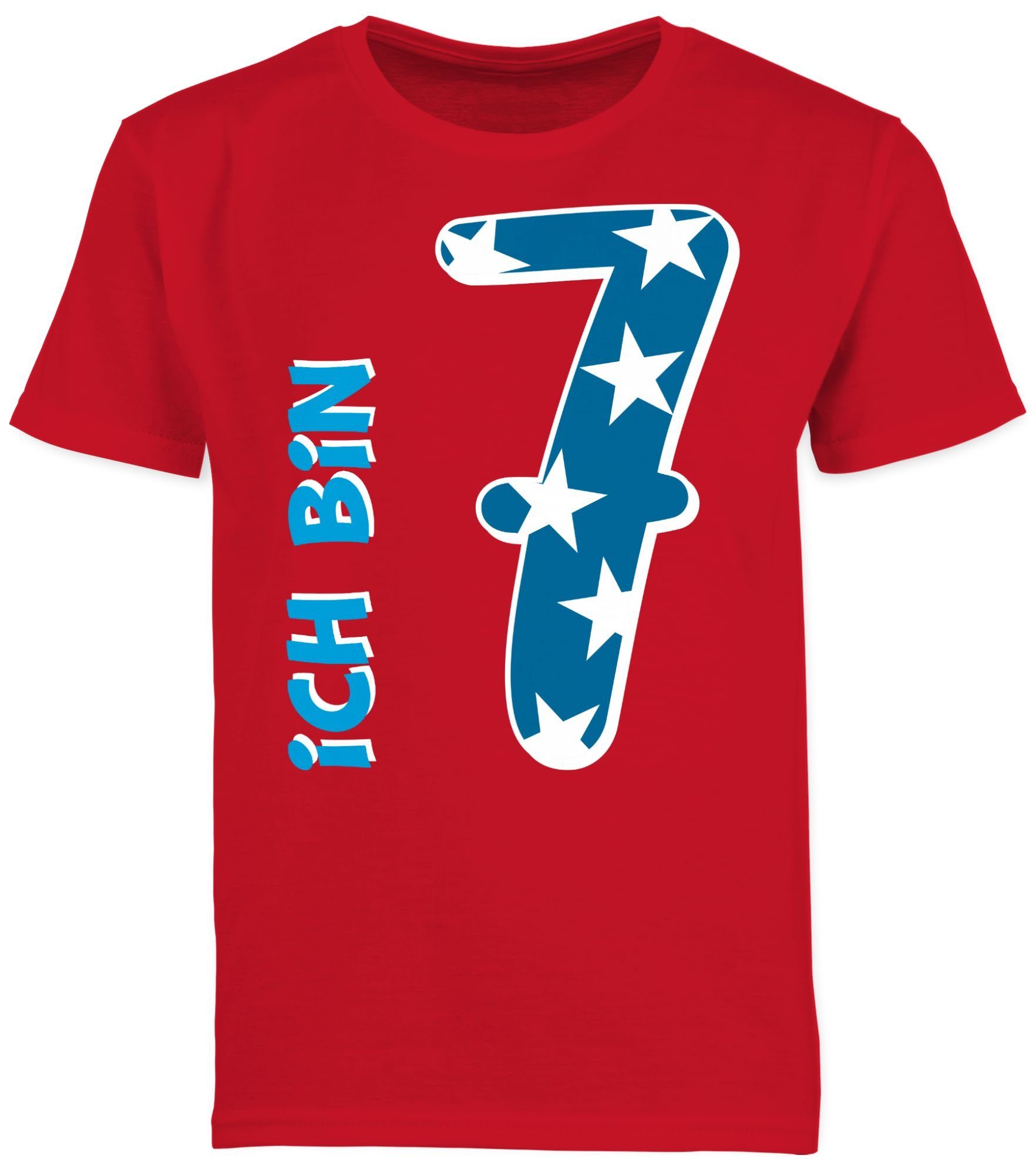 T-Shirt Ich bin sieben Blau Junge