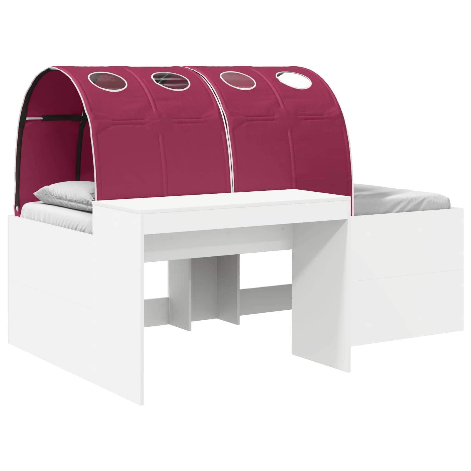 vidaXL Bett Bett mit Tunnel 3 stk. Weiß und Rot Holzwerkstoff (3-tlg)