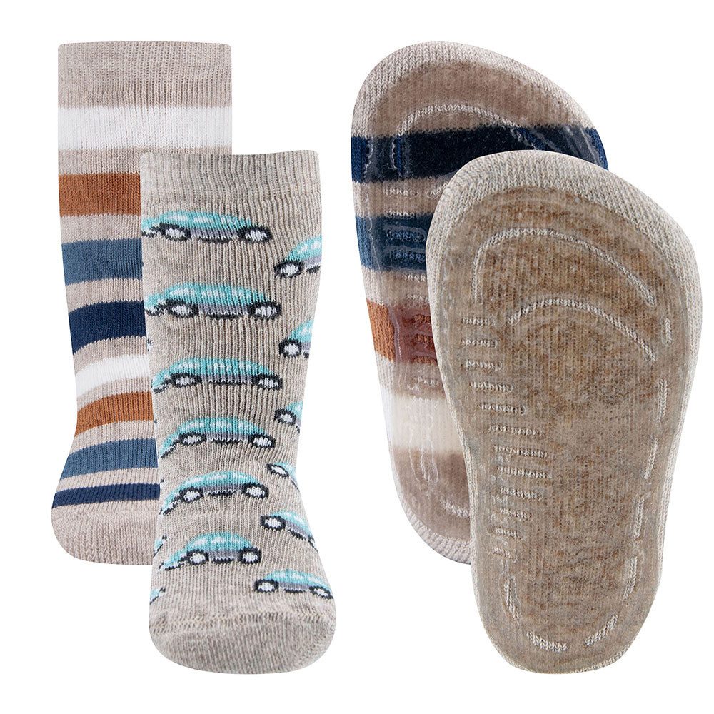 ABS-Socken Stoppersocken 2er Pack Ringel/Auto