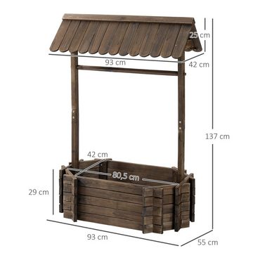 Outsunny Hochbeet Hochbeet, Hochbeet Holzbrunnen mit Dach Blumenkübel Wunschbrunnen Pflanzkasten