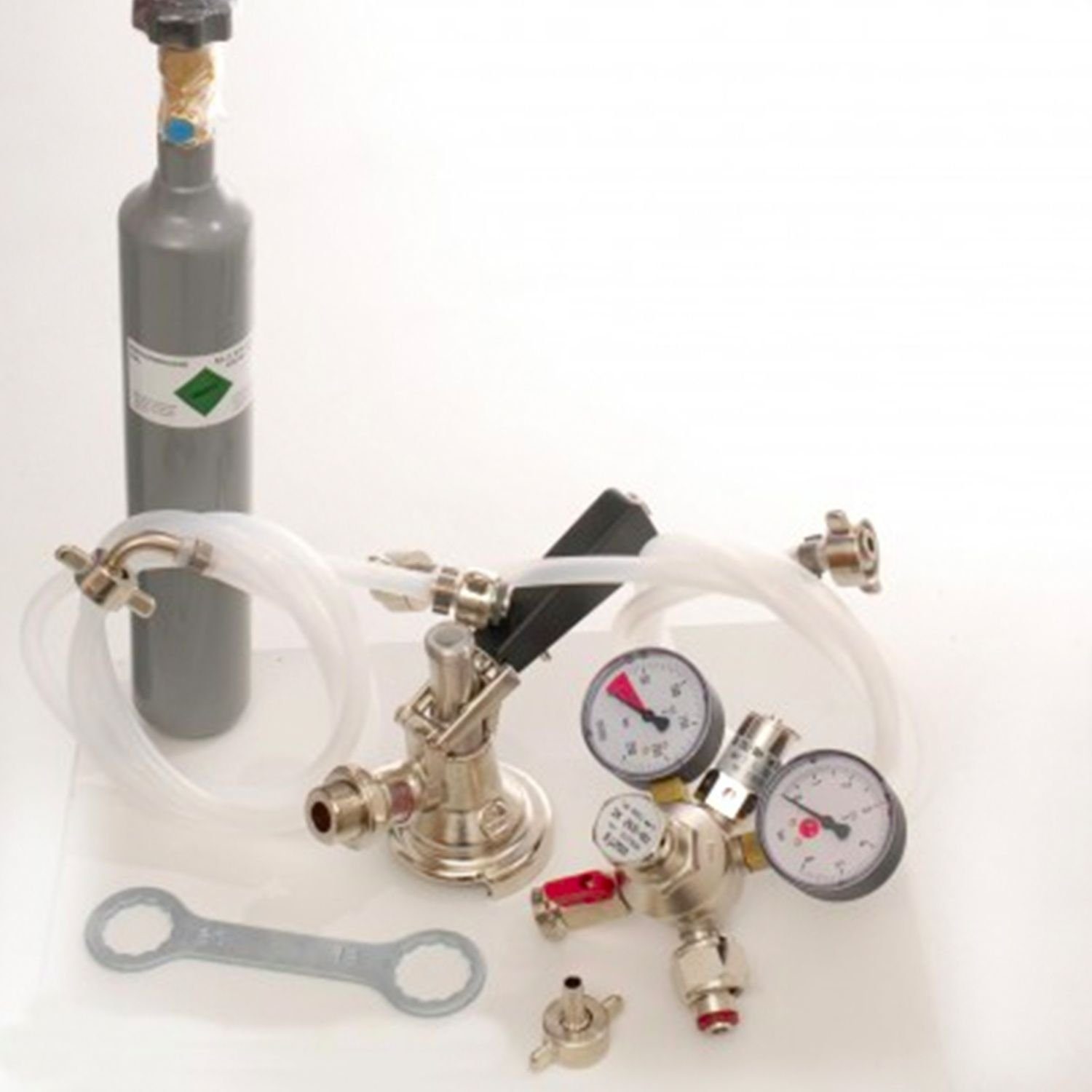 ich-zapfe Bierzapfanlage Zubehörpaket mit Flach Fitting, 7mm Bierschlauch und 0,5kg CO2 Flasche
