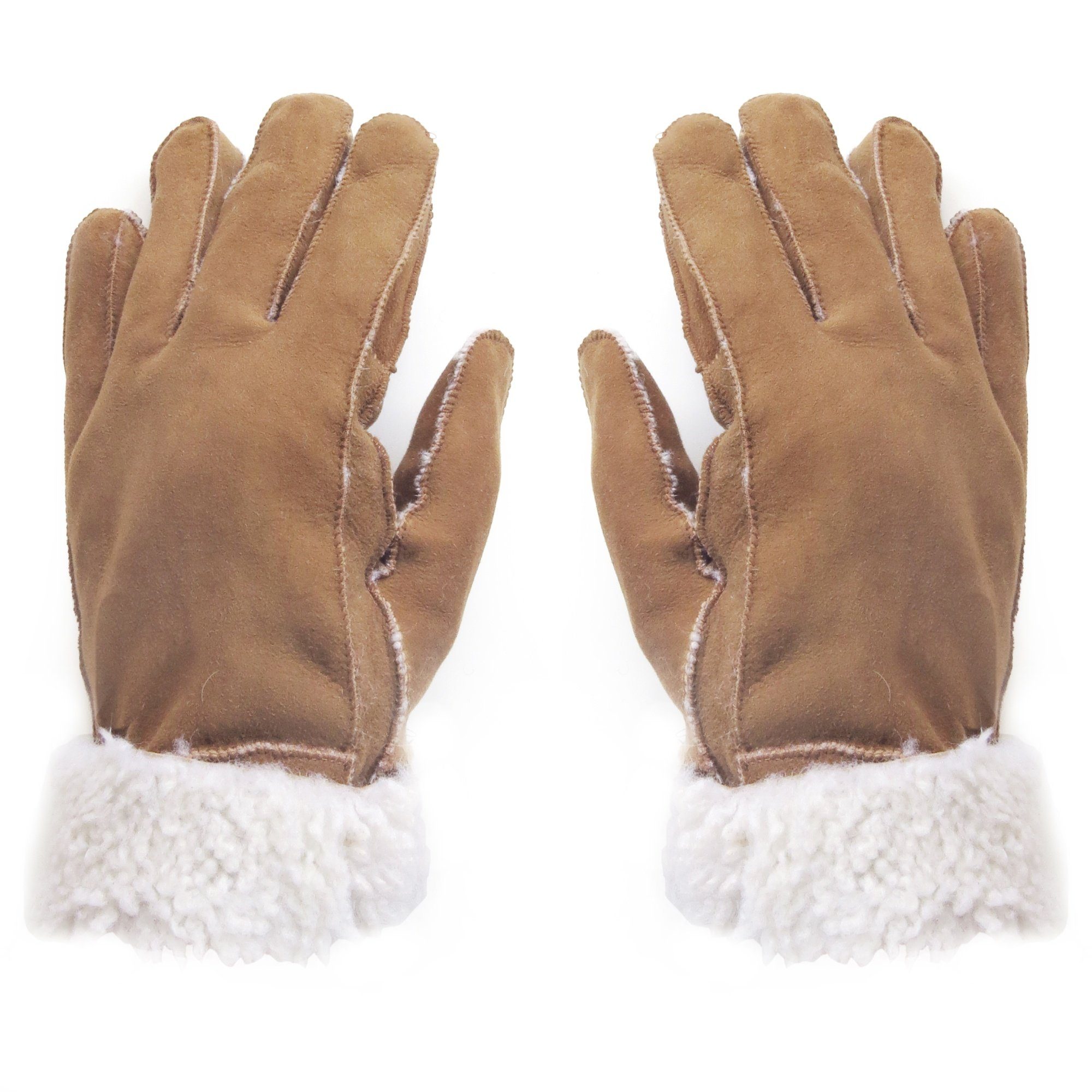 Sonia Originelli Winter-Arbeitshandschuhe Handschuhe aus unisex abweichen können des braun Schaffell warm abweichen, hochwertig Struktur Fells Lammfell kann Farben