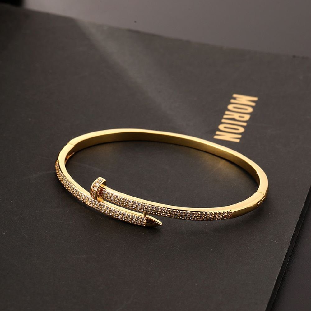 Zirkonia Armband Gold Armband, Armkette bracelet, Non-tarnish Plated POCHUMIDUU Spike-Armband, offenes Bangle