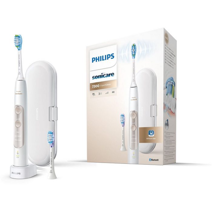 Philips Sonicare Elektrische Zahnbürste ExpertClean 7300 HX9601/03 Aufsteckbürsten: 2 St. mit Schalltechnologie Reiseetui