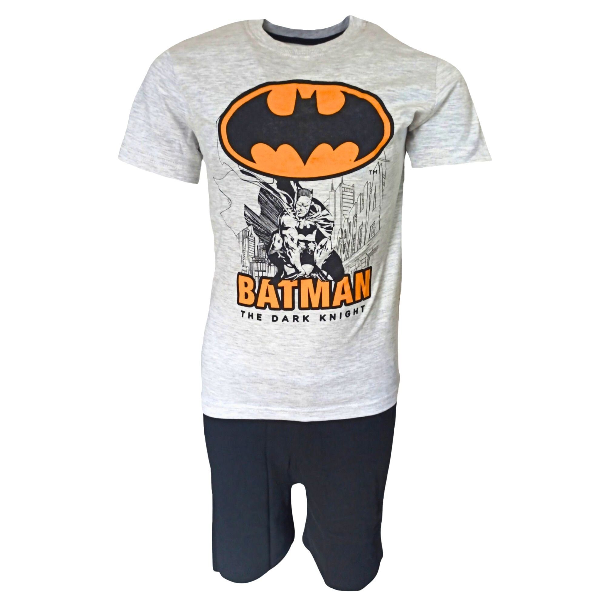 Batman Schlafanzug THE DARK KNIGHT (2 tlg) Jungen Pyjama kurzarm - Shorty Gr. 104-134 cm Grau-Schwarz | Pyjamas