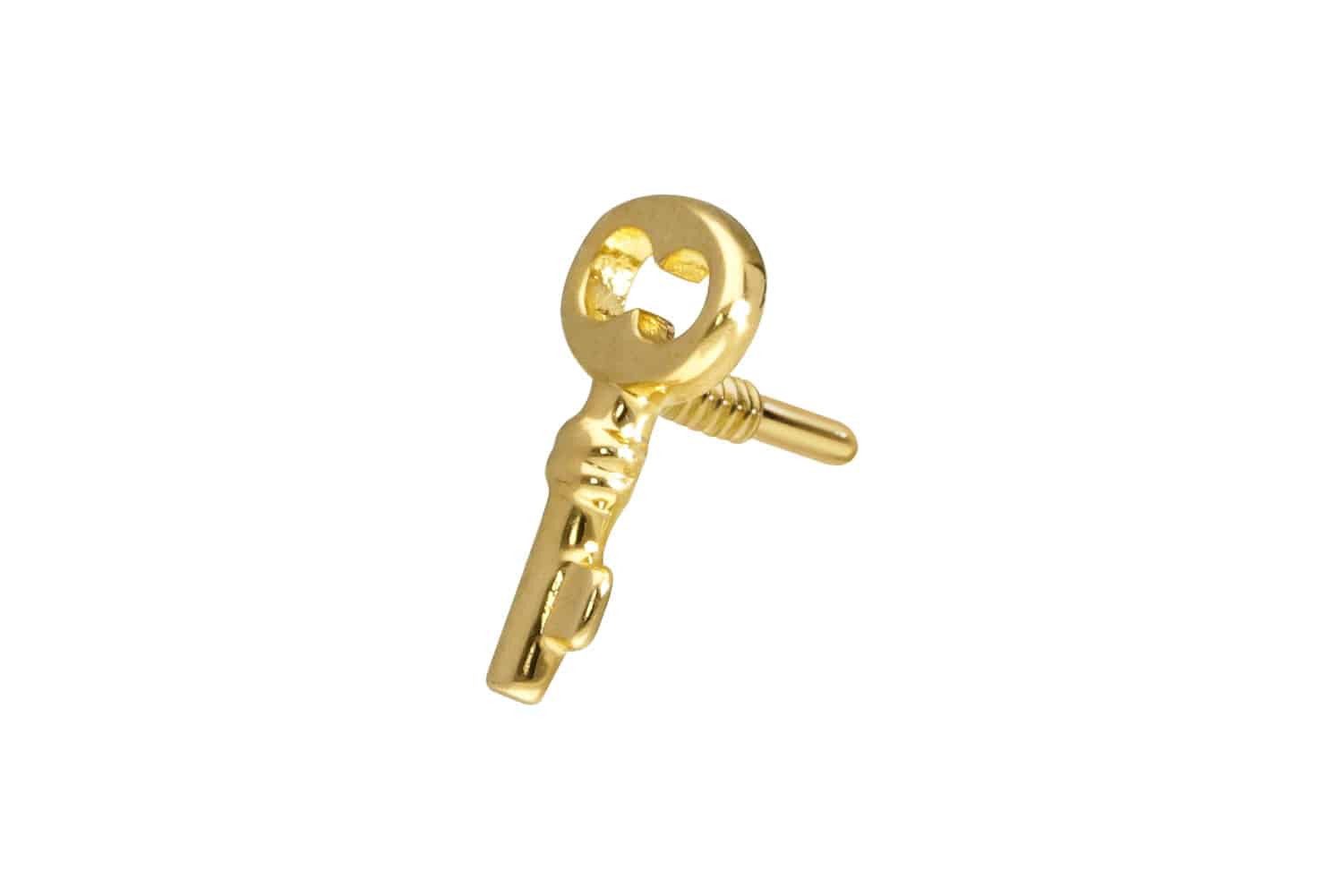 Piercing-Set 14 Karat Gold Schraubaufsatz mit Außengewinde SCHLÜSSEL