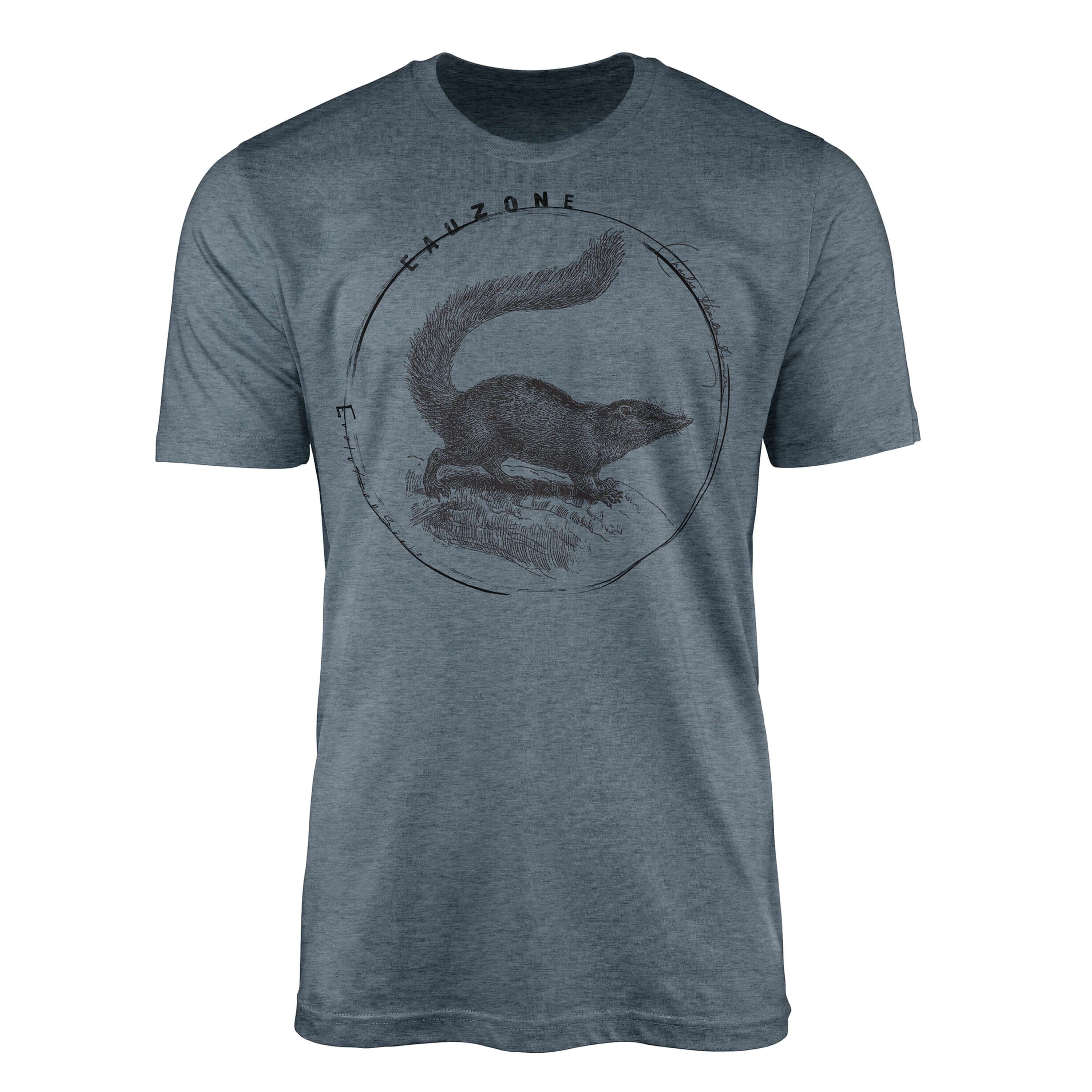 Sinus Art T-Shirt Evolution Herren T-Shirt Spitzhörnchen Indigo