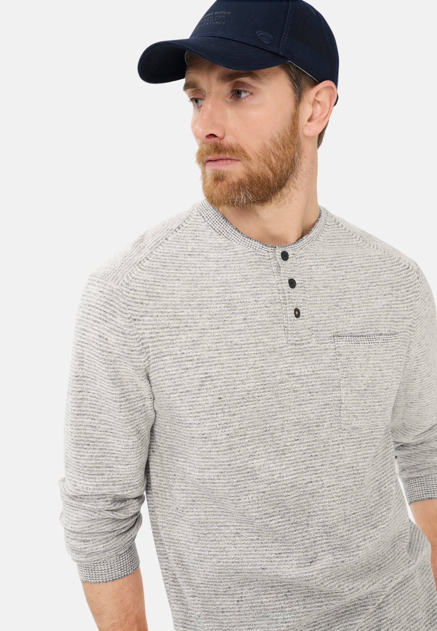 camel active Henleyshirt mit Henley Kragen Langarm