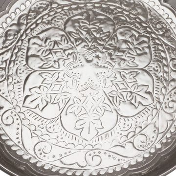 Marrakesch Orient & Mediterran Interior Tablett Orientalisches rundes Tablett Schale aus Metall Afet 31cm groß, Handarbeit