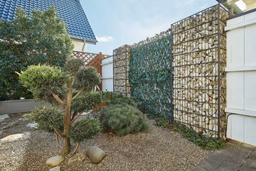 Andiamo Kunsthecken-Sichtschutz Spalier Japan-Ahorn Blätter, ausziehbarer Zaun, mit Kunstranke, natürliche Optik, Sichtschutz