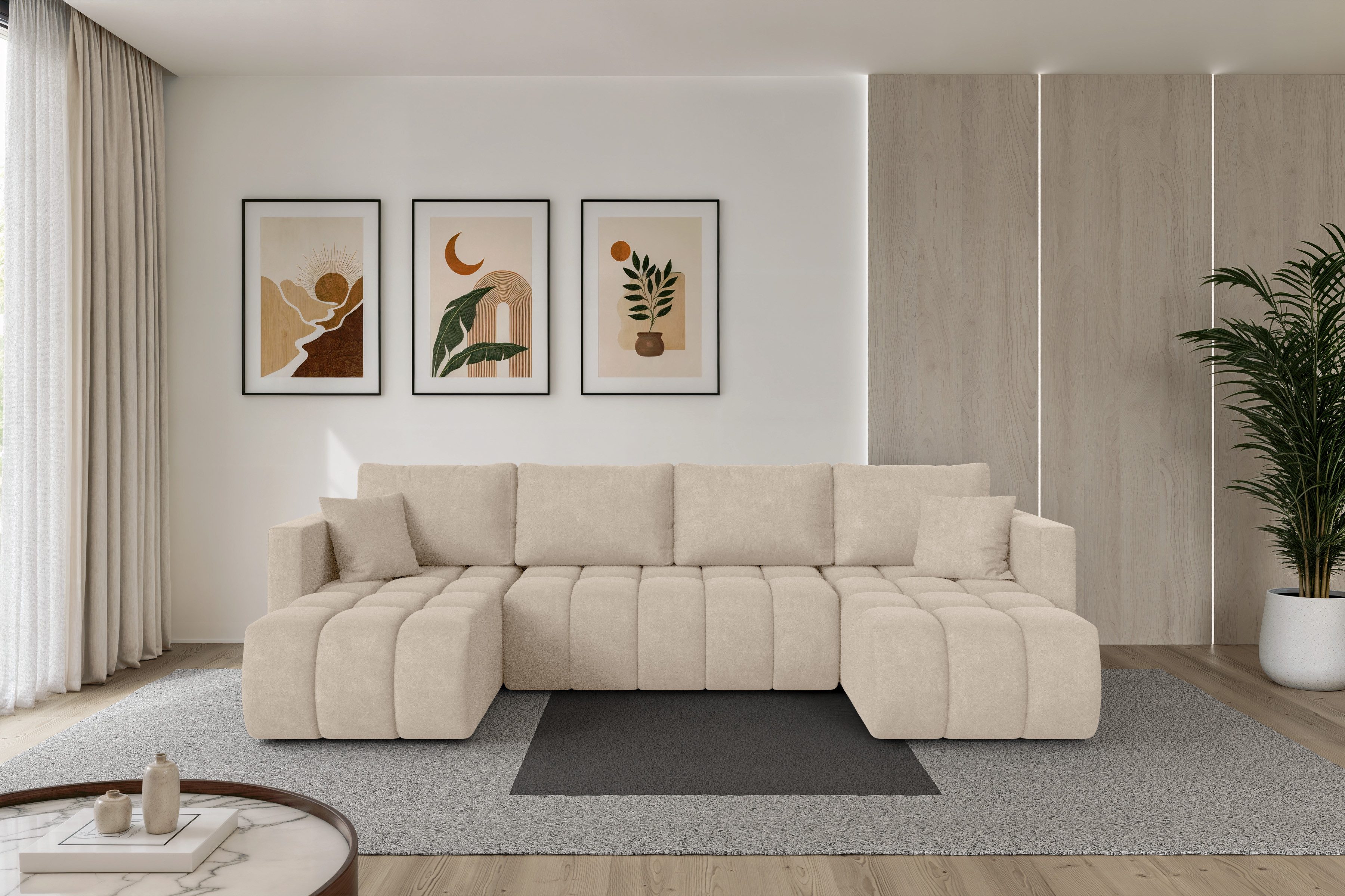 ALTDECOR Wohnlandschaft GARD-U, Couch mit Schlaffunktion, Wohnzimmer - Wohnlandschaft, Corner Sofa Bett Eckcouch Couch U-Form Schlafcouch 300x146x85
