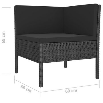 vidaXL Gartenlounge-Set 4-tlg. Garten-Lounge-Set mit Auflagen Poly Rattan Schwarz, (1-tlg)