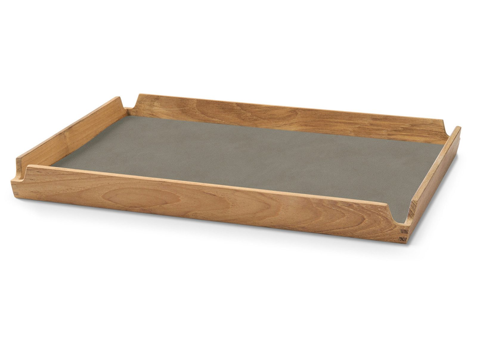 LIND DNA Tablett Nupo Tablett Teak Square M airy, recyceltes Teakholz, Teak Tray Square M Airy Nupo Flint Grey/Teak