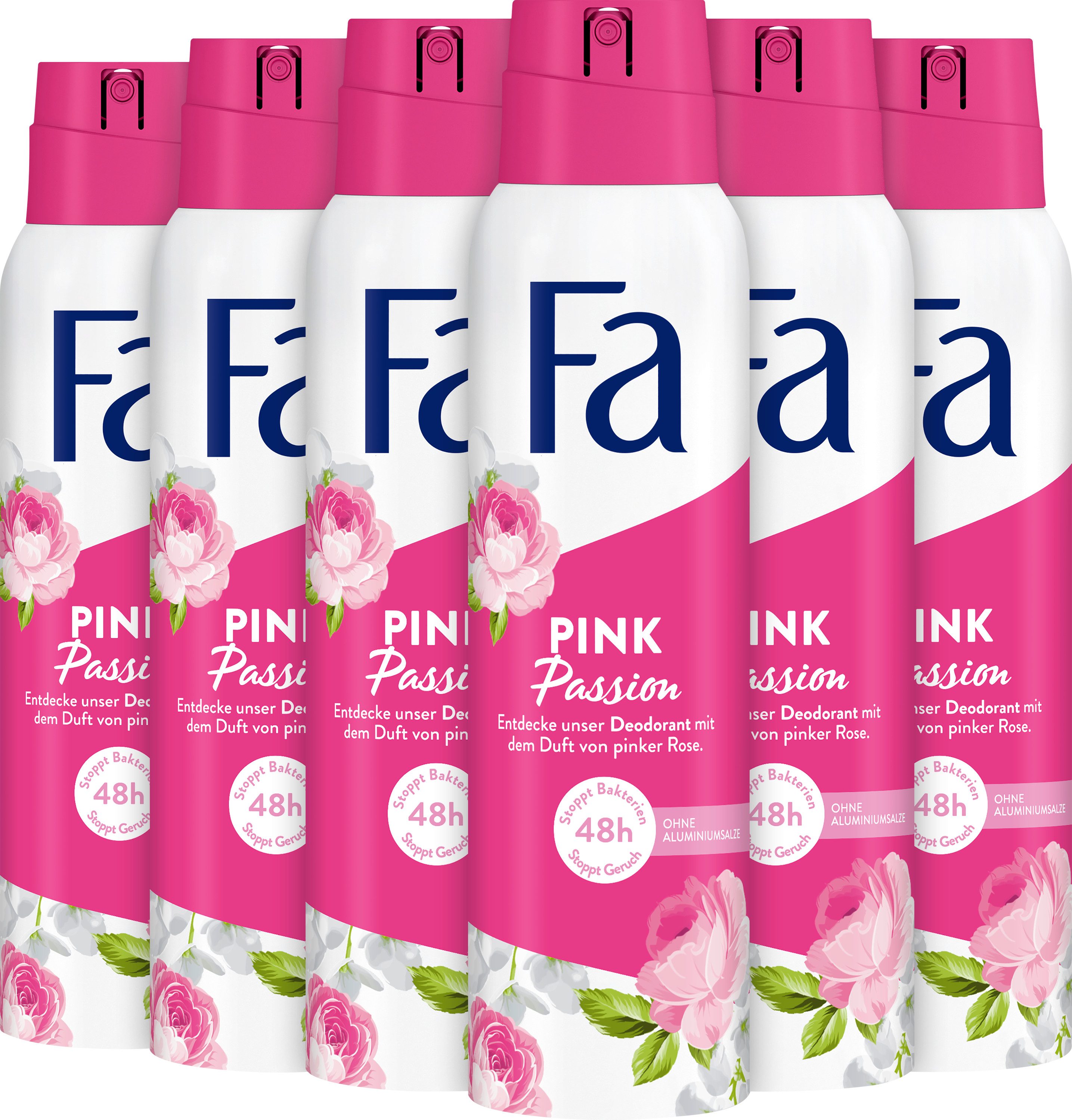FA Deo-Spray Pink Passion, 6x 150 ml, Vorratspack, 6-tlg.