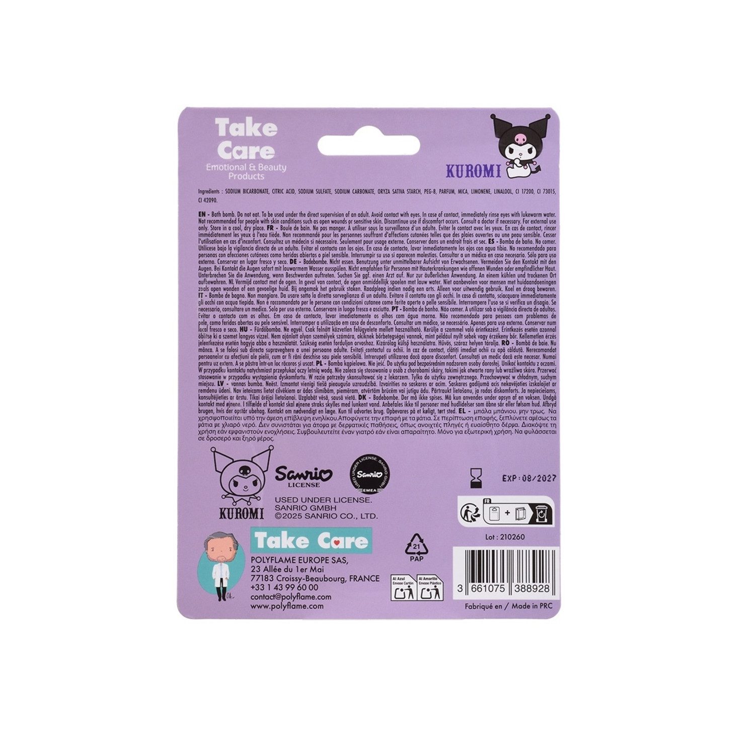 HF Home Flair Badekugel 2x Kuromi Badebombe - große Badekugel, 2-tlg., Kuromi Badekugel - Bubble Gum Duft - Vegan - 100g – Bild 2 von 3