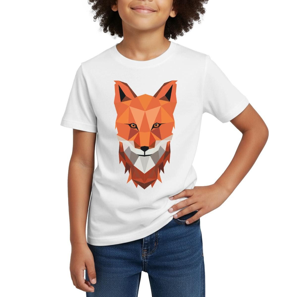 T-Shirt Fuchs Polygon Low Poly Kinder T-Shirt
