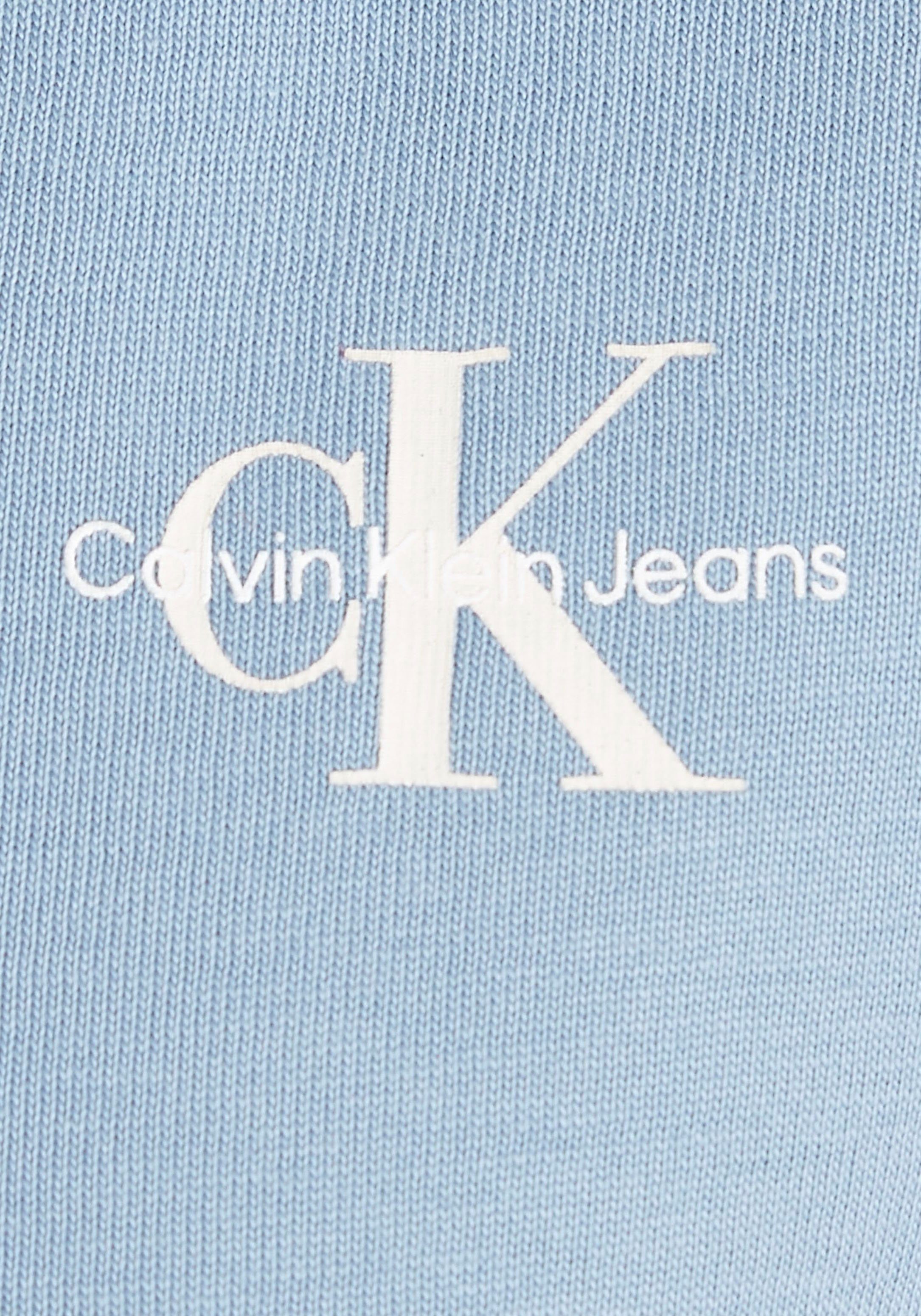 aus MICRO Klein griffigem Jerseymaterial Blue Jeans MONOLOGO Iceland TEE T-Shirt SLIM Calvin (1-tlg) V-NECK