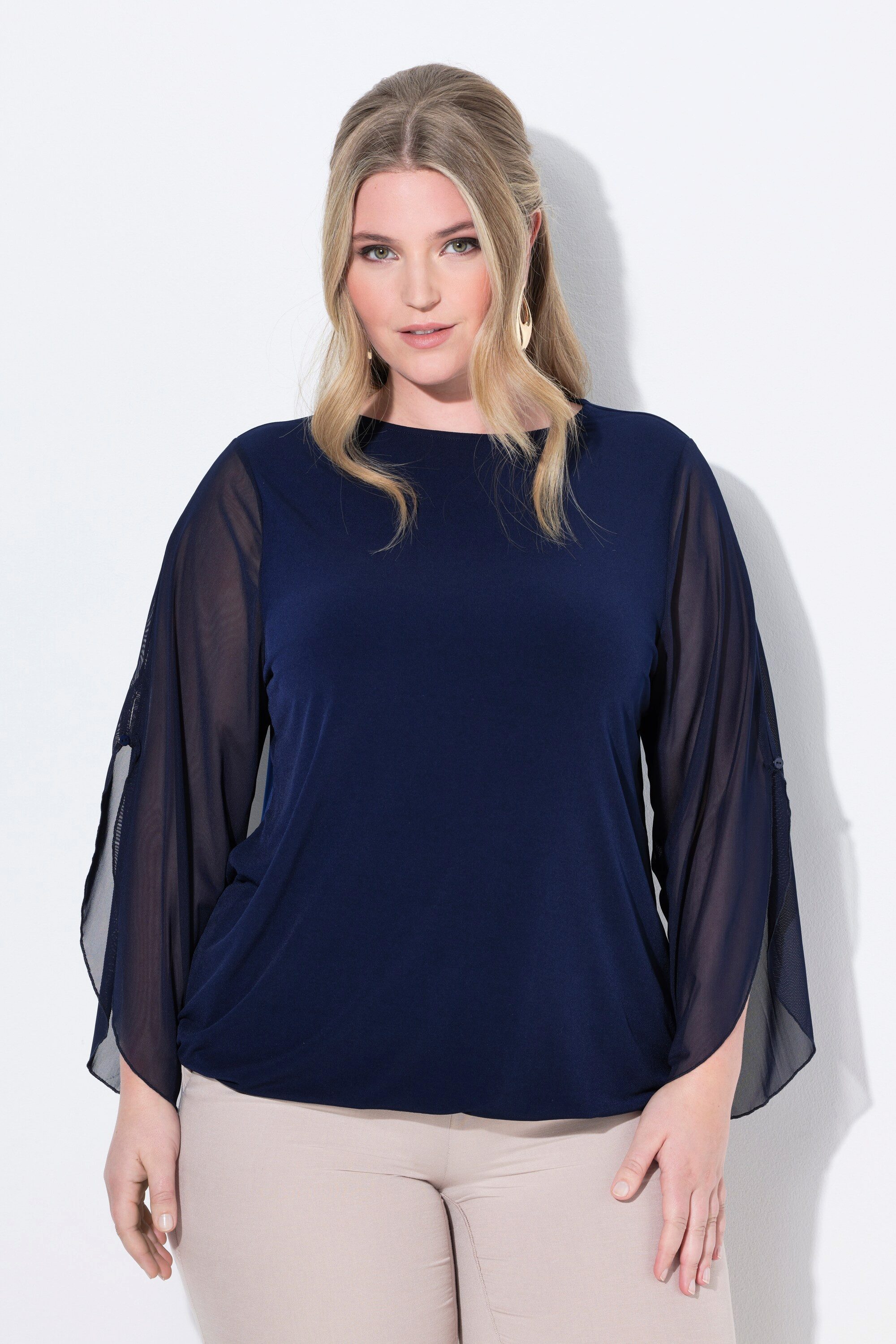 MIAMODA Longbluse Bluse 3/4-Mesh-Ärmel mit Schlitz günstig online kaufen