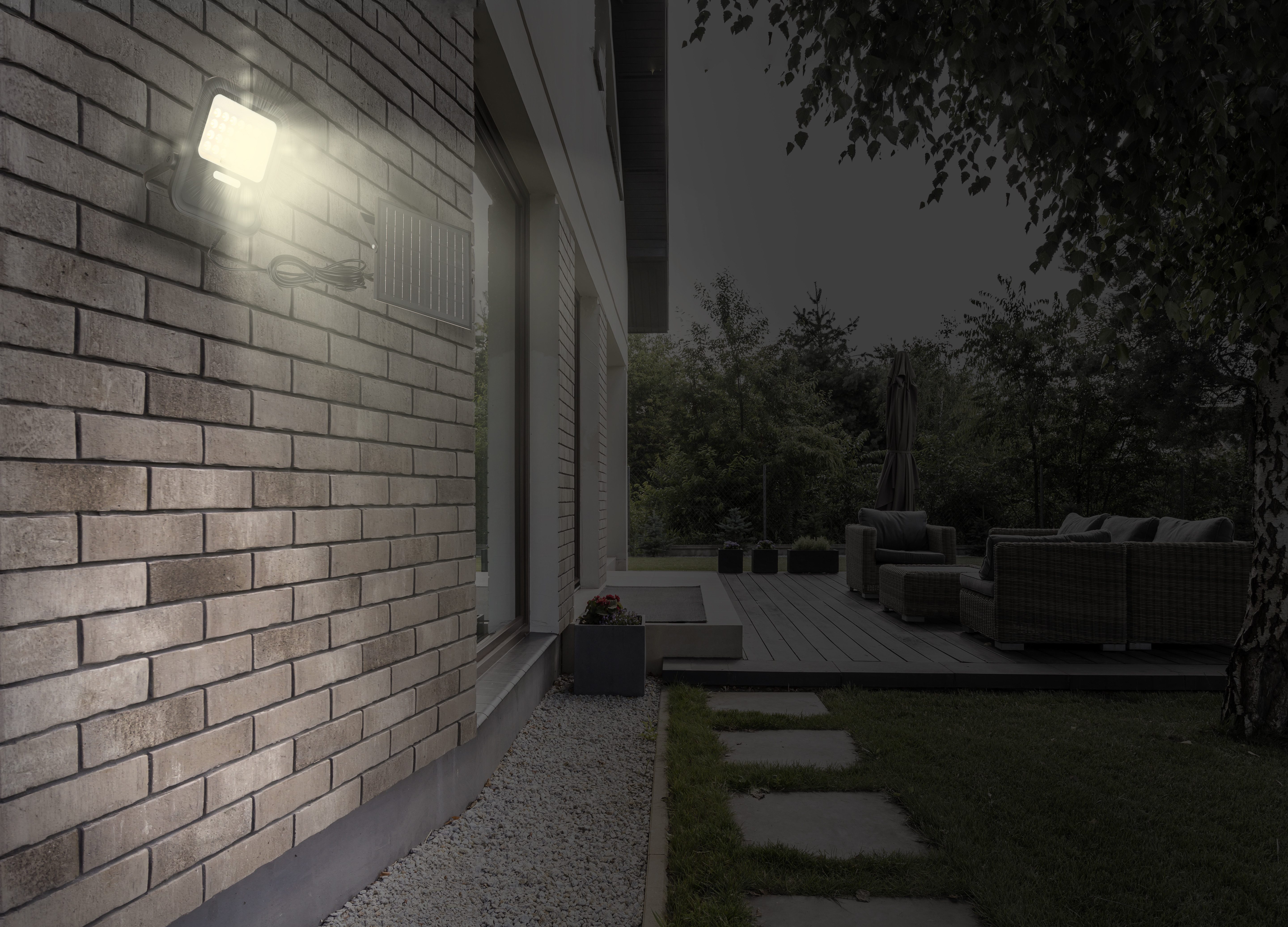 GLOBO LIGHTING LED Solarleuchte SOLARLEUCHTE KUNSTSTOFF SCHWARZ MATT, 1XLED, Dimmfunktion, Timerfunktion, mehrere Helligkeitsstufen, LED fest integriert, Warmweiß, Solar/IP65/beweglich/Garten/Außenbereich