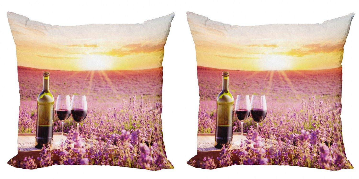 Doppelseitiger Accent Picknick Abakuhaus Stück), Digitaldruck, Blooming (2 Kissenbezüge Wein Modern Lavender