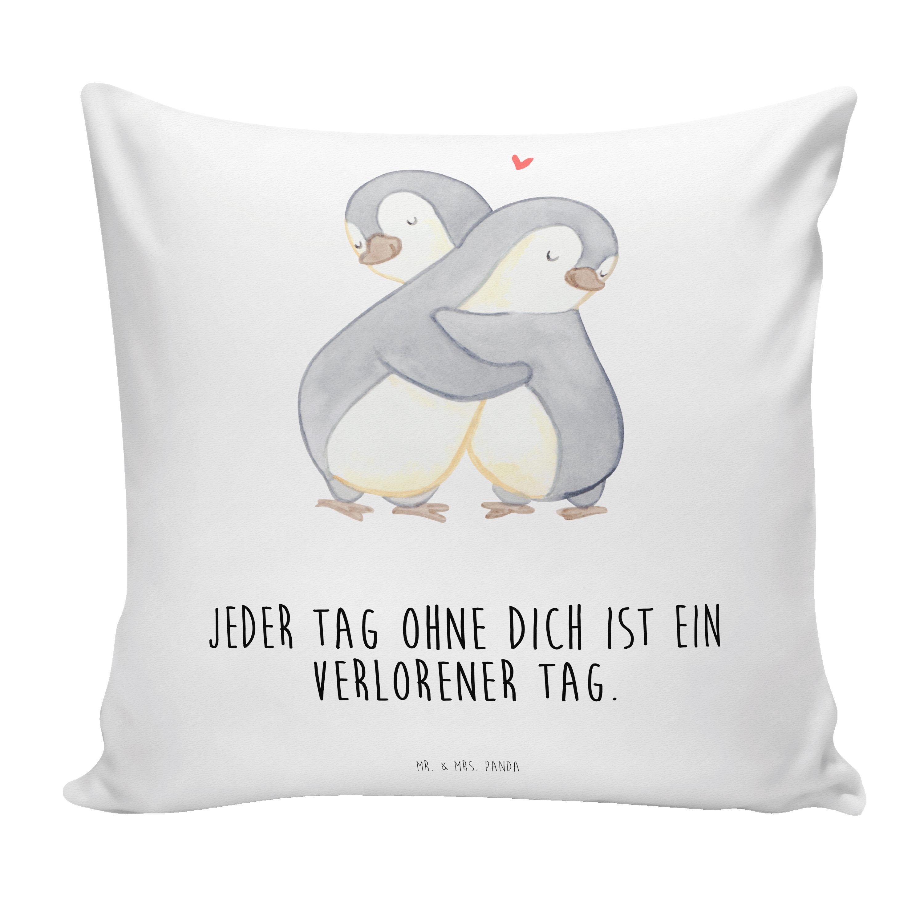 Mr. & Mrs. Panda Dekokissen Pinguine Kuscheln - Weiß - Geschenk, Hochzeitstag, Motivkissen, Sofak