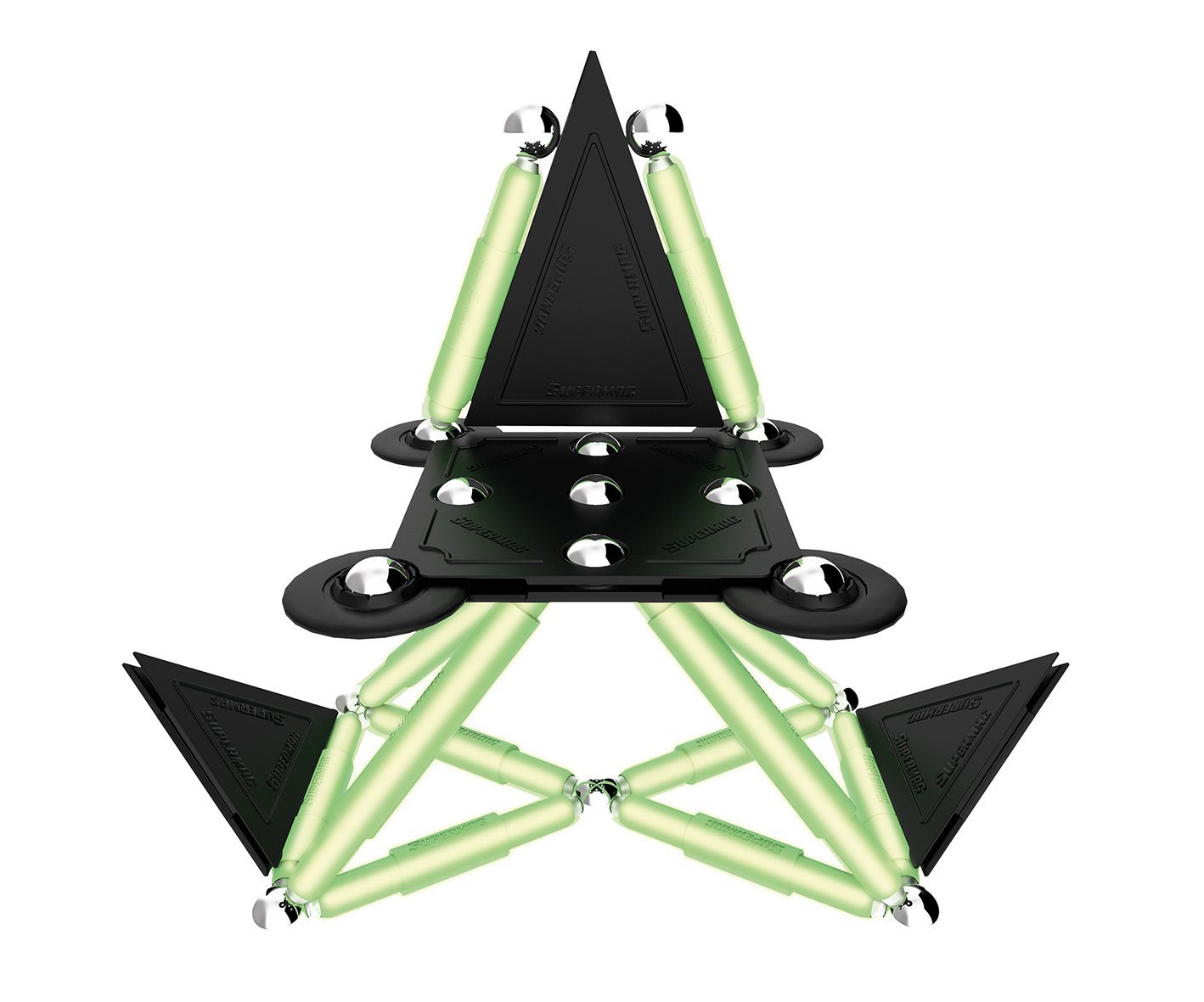 Happy People Supermag Glow-Stix 50 Teile Magnetisches Konstruktionsspielzeug Magnetspielbausteine, Magnetische Bausteine, leuchten im Dunkeln