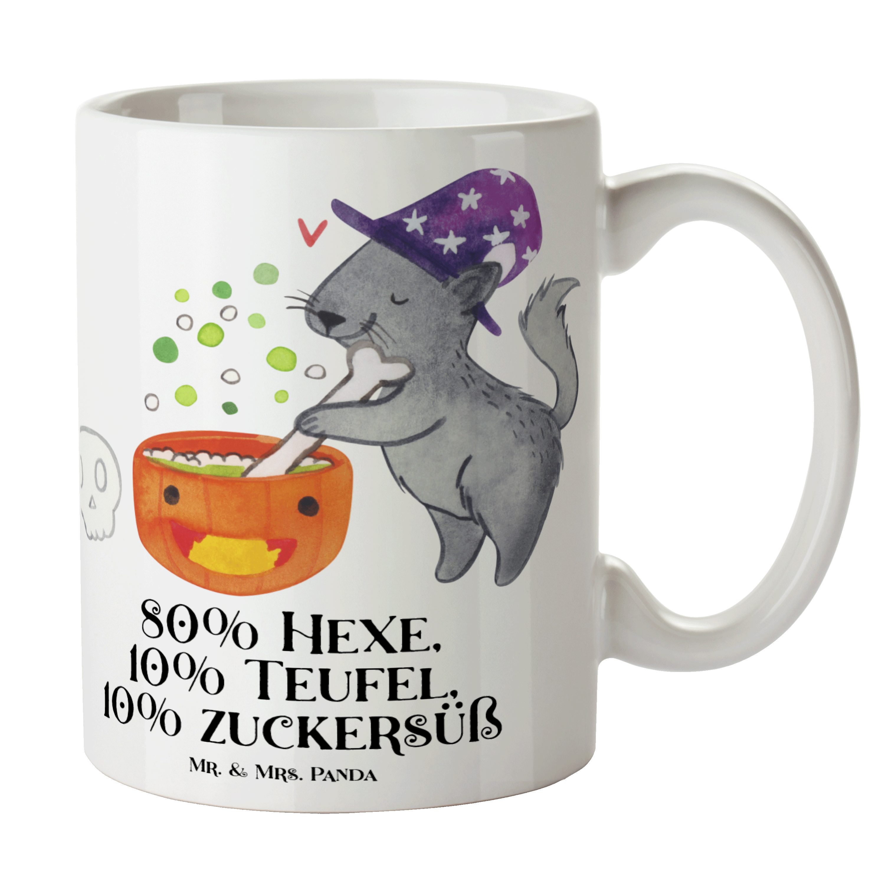 Kater Becher, Mr. Keramik Weiß Hexenkessel Tasse T, Kaffeebecher, - Geschenk & Geschenk, Mrs. Panda -