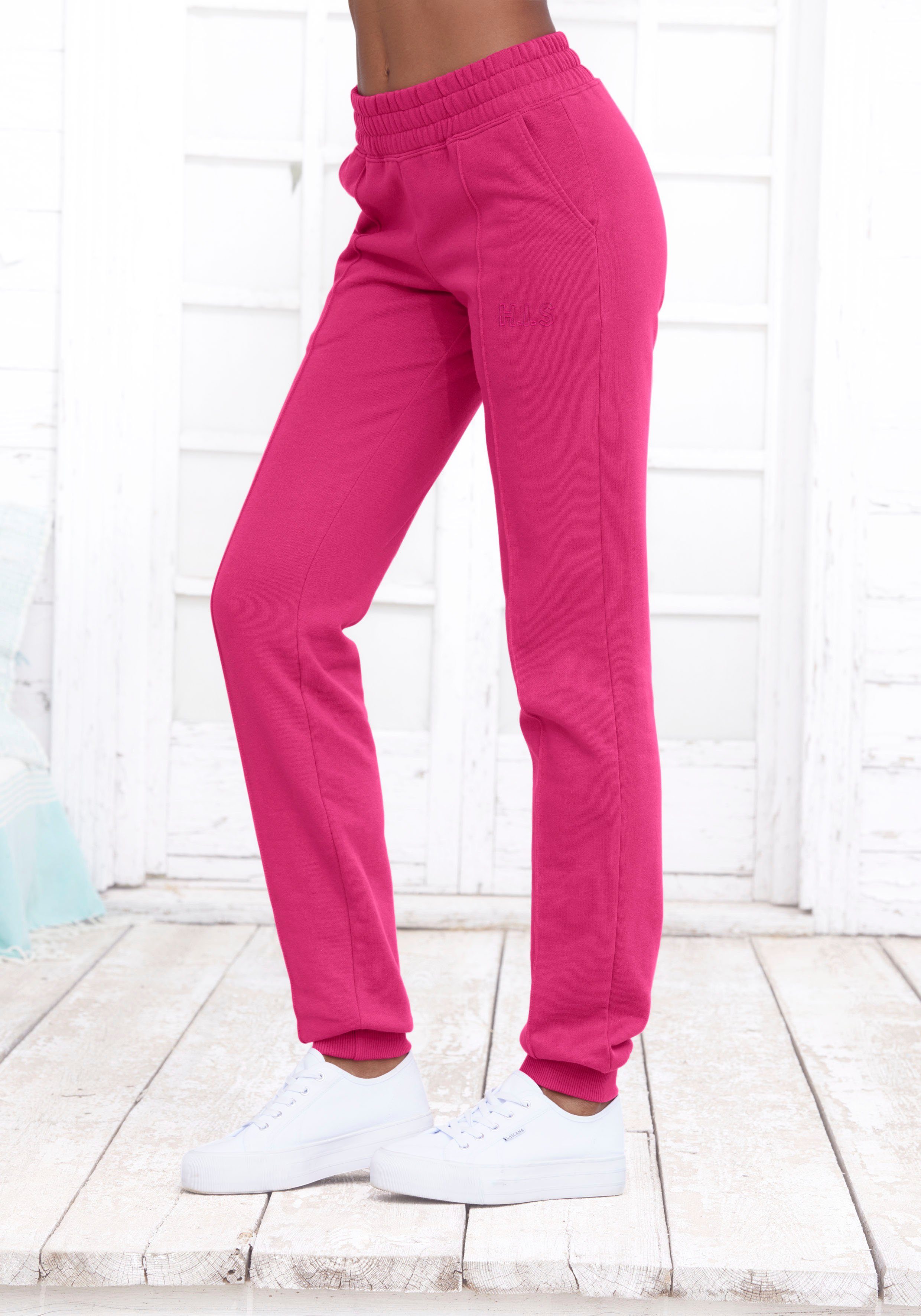 H.I.S Relaxhose mit Piping pink vorn, Loungeanzug