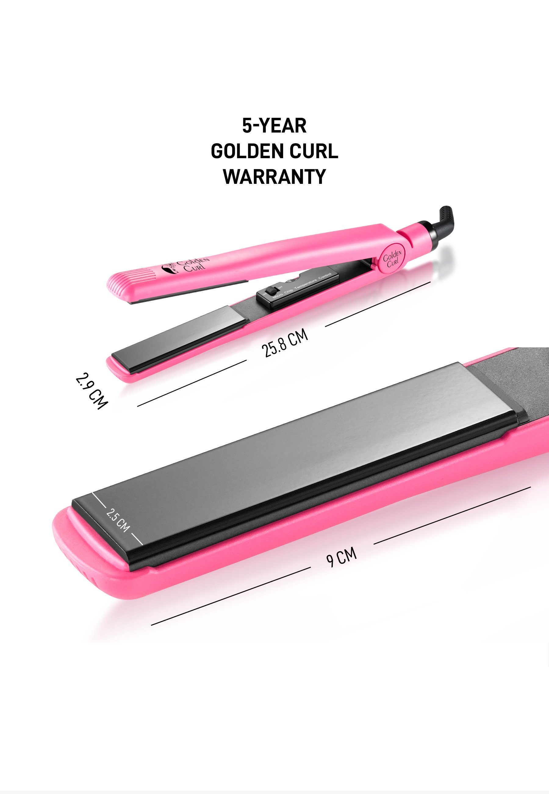 Golden Curl Glätteisen GL 829 Set, ohne Ladegerät Keramik-Beschichtung, und Akku Pink Glätteisen