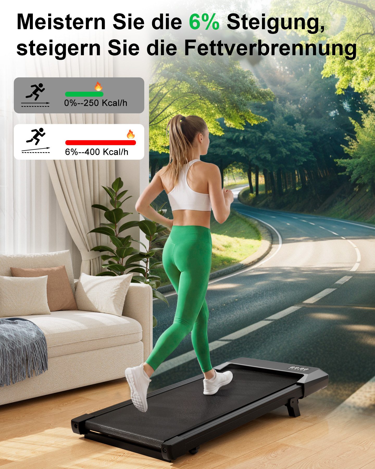 DEERRUN Laufband Deerrun Walking Pad mit Steigung Laufband für Zuhause & Büro 136 KG