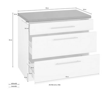 wiho Küchen Unterschrank Unna 90 cm breit, mit 2 großen Auszügen