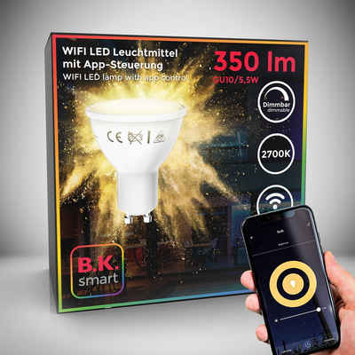 B.K.Licht LED-Leuchtmittel, GU10, 1 St., Warmweiß, Smart Home LED-Lampe, RGB, WiFi, App-Steuerung, dimmbar