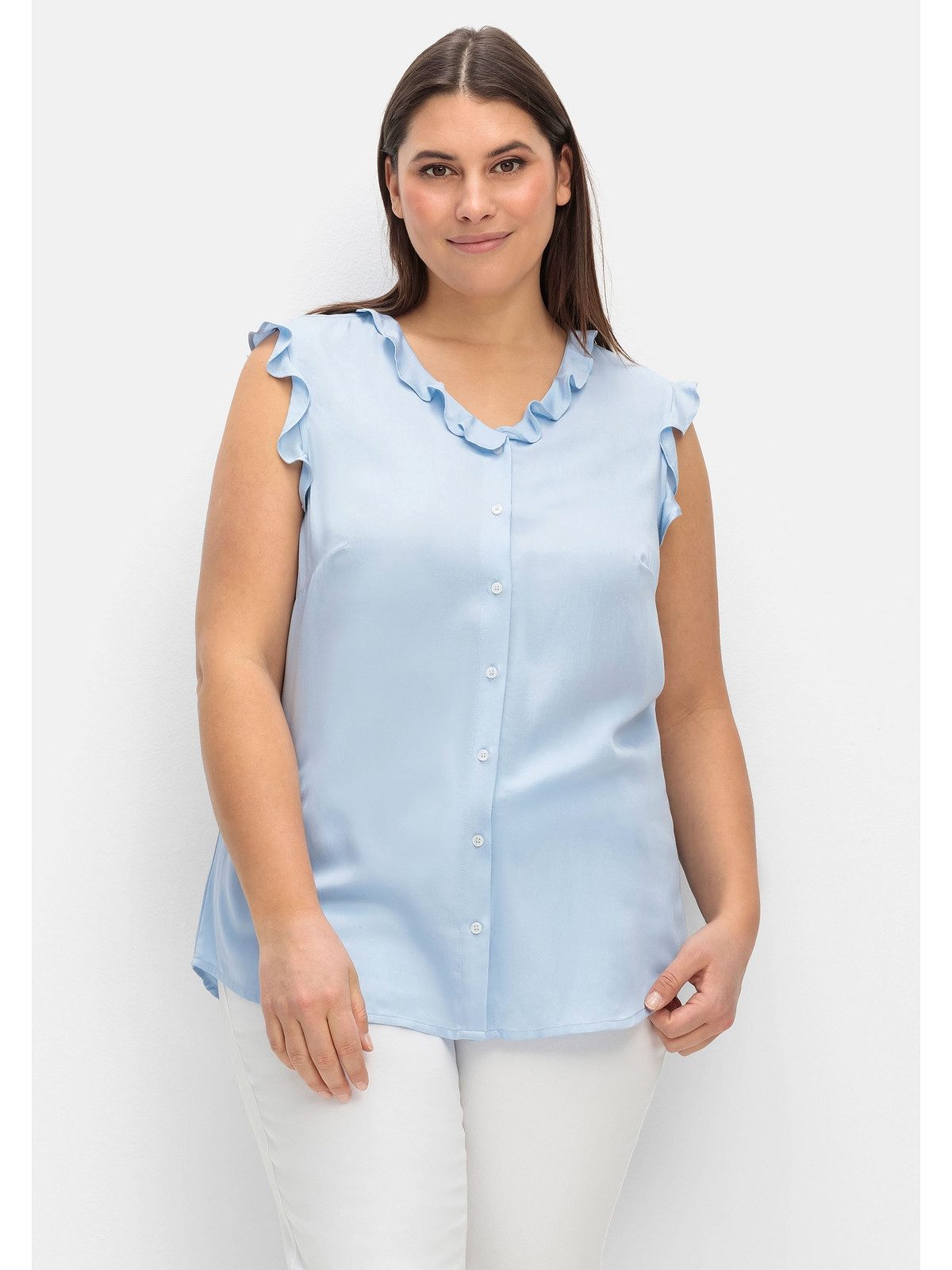 Sheego Rüschenbluse Große Größen in ärmelloser Form mit Volants