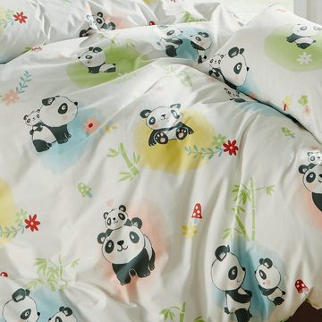 Kinderbettwäsche Kinder-Bettwäsche "Panda", Erwin Müller, Biber, 2 teilig, Flanell Tiermotiv
