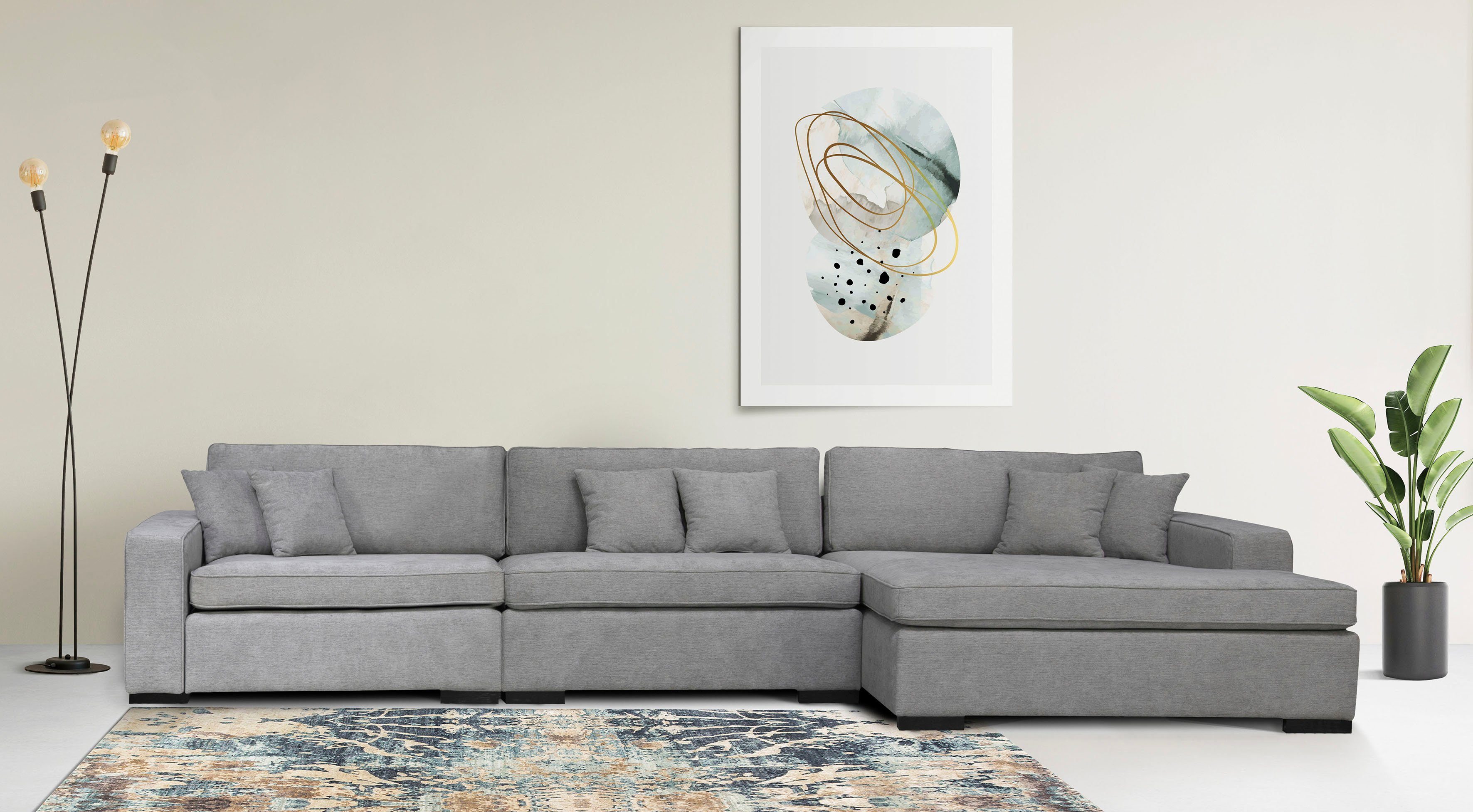 Home affaire Ottomane Skara L-Form, Lounge-Sofa mit Federkernpolsterung, in vielen Bezugsvarianten