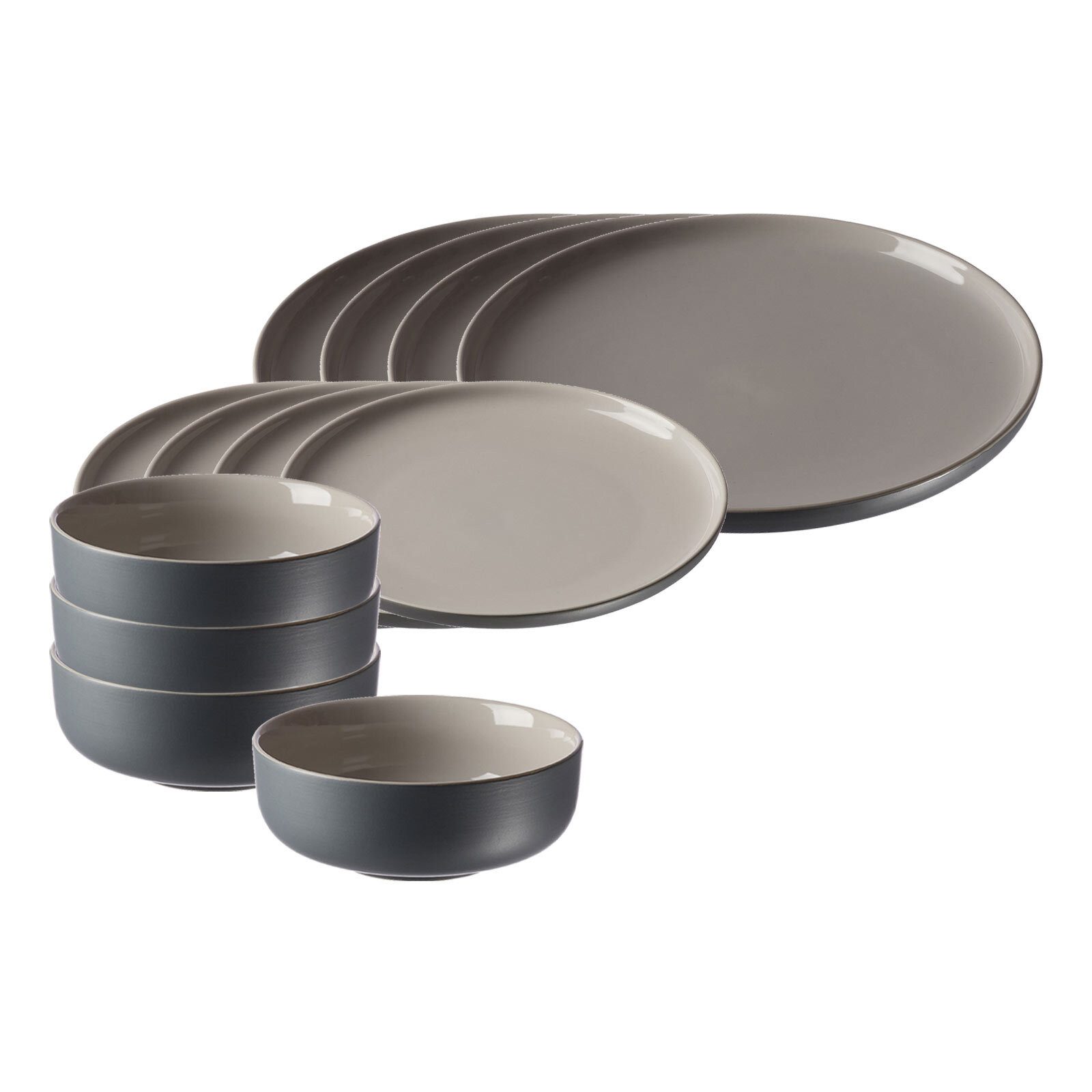 Ritzenhoff & Breker Kombiservice Jasper Basic-Set 12er Set (12-tlg), 4 Personen, Steinzeug