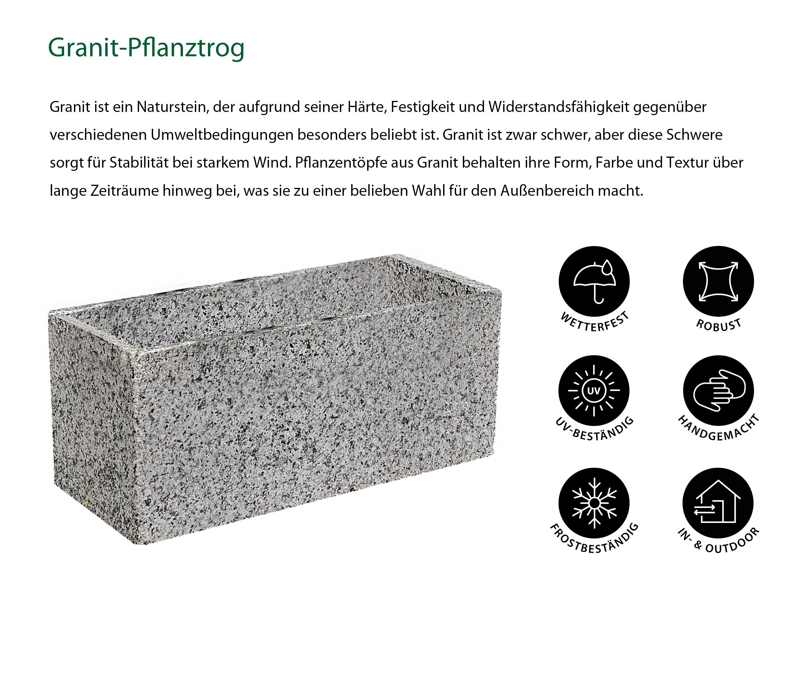 Dehner Blumenkasten Pflanztrog, 80 x 40 x 40 cm, Granit, grau