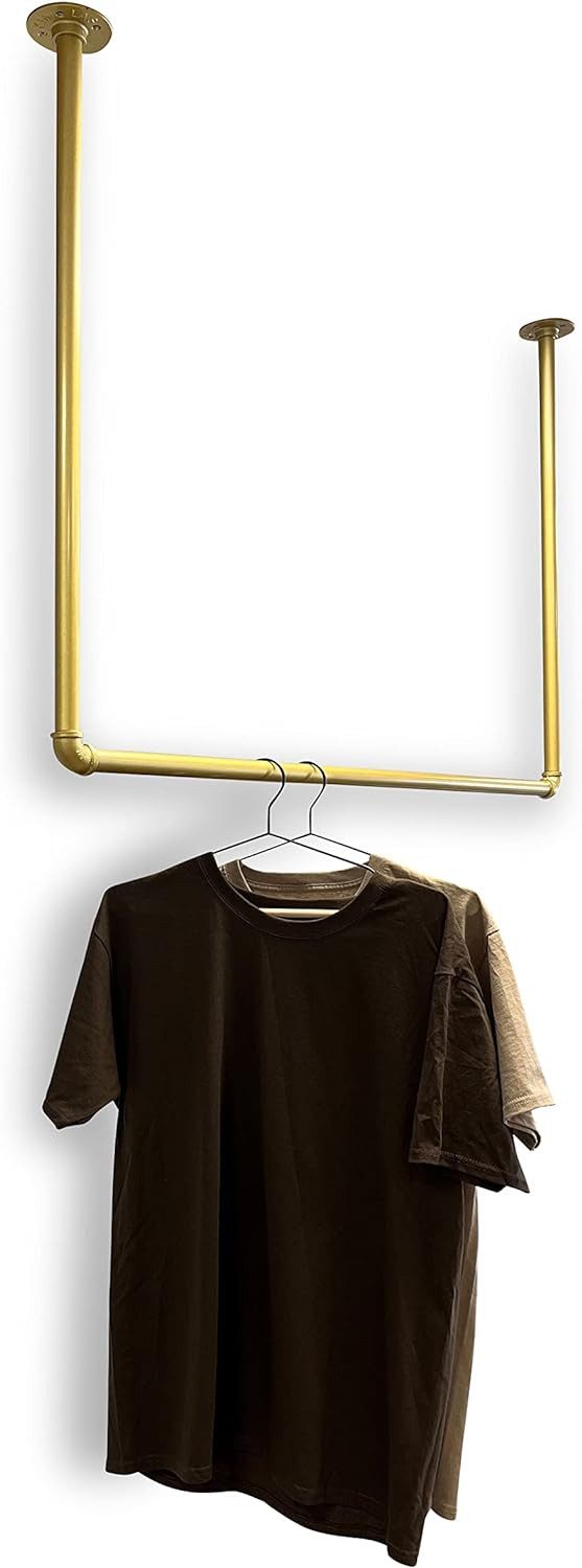 RSR Hangers Kleiderstange Garderobe Industrial Design Gold für Decke Garderobenstange U-Form – Bild 3 von 4