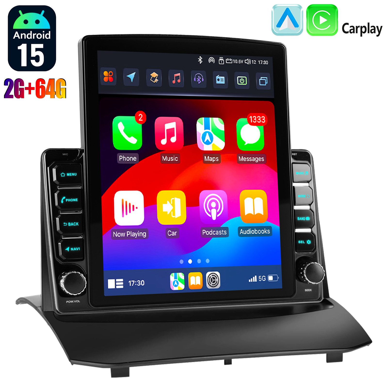 ESSGOO 9.7" CarPlay Android15 Für Ford Fiesta MK6 2009-2014 Autoradio WIFI BT Autoradio (RDS, 4+64GB(optional), Digitalradio (DAB), FM, DAB+ (optional), SWC, Carplay Android Auto Bluetooth EQ USB GPS Navi WIFI Touchscreen)