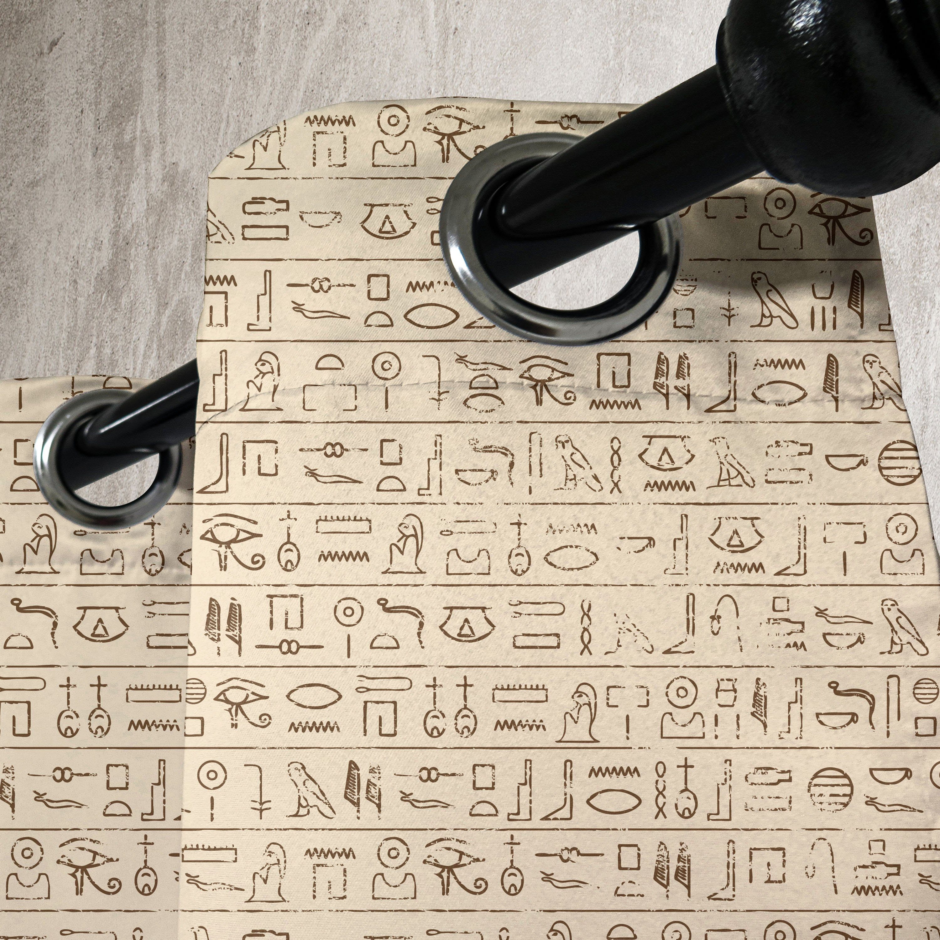Hieroglyphics ägyptisch Dated Schlafzimmer 2-Panel-Fenstervorhänge Gardine Dekorative für Abakuhaus, Wohnzimmer,