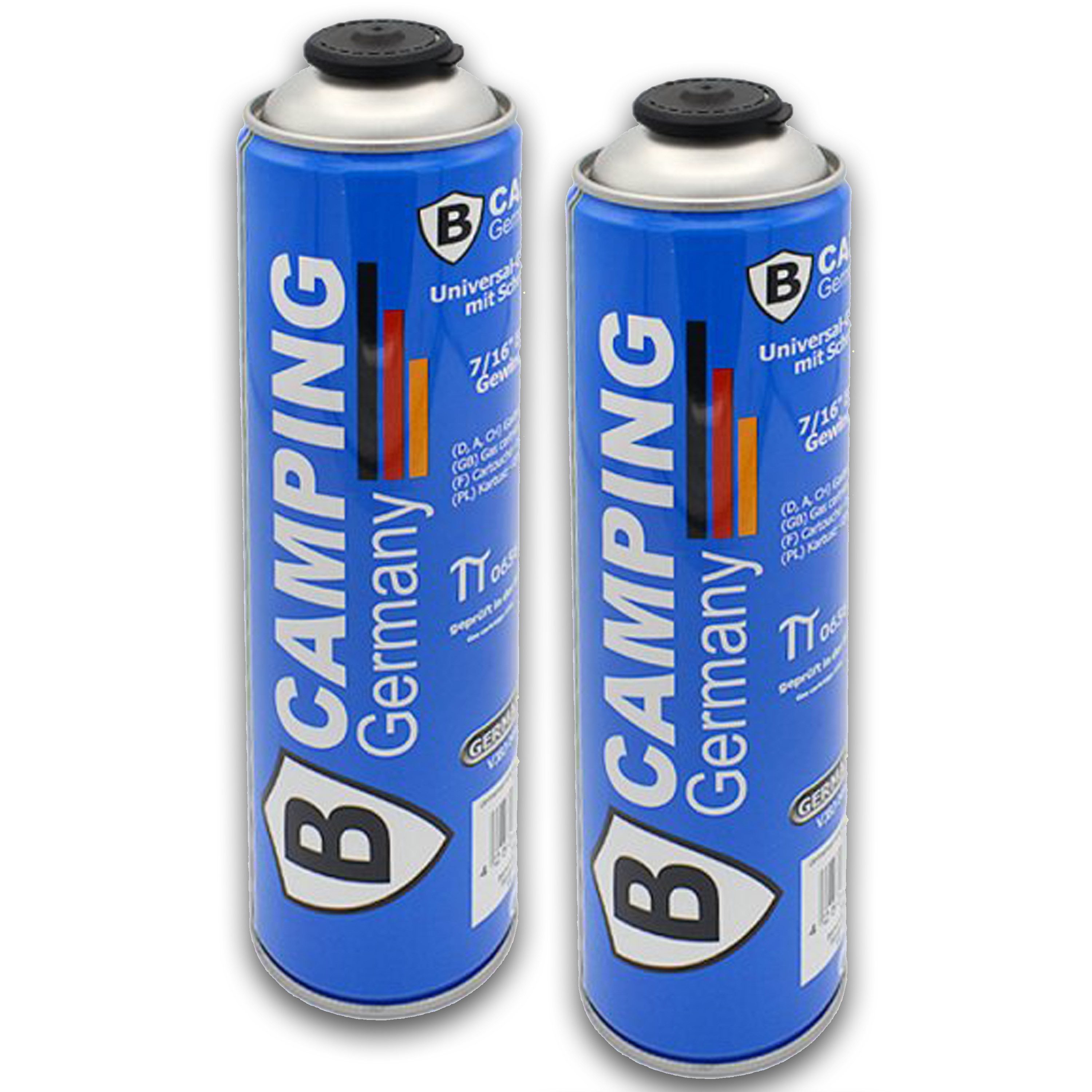 TruWare Gaskartusche Gaskartusche Butan Universal mit Schraubventil 330g für Gaskocher, Zubehör für Gasbrenner Campingkocher und Lötgeräte mit 7/16" EU (UNEF) Schraubventil-Anschluss, 2 St.